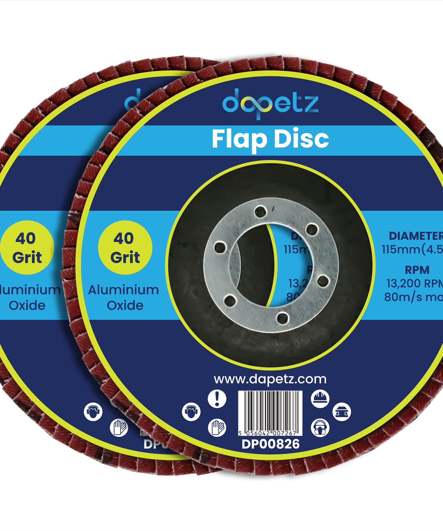 Angle Grinder Flap Discs 115mm 40 Grit Aluminium By Dapetz