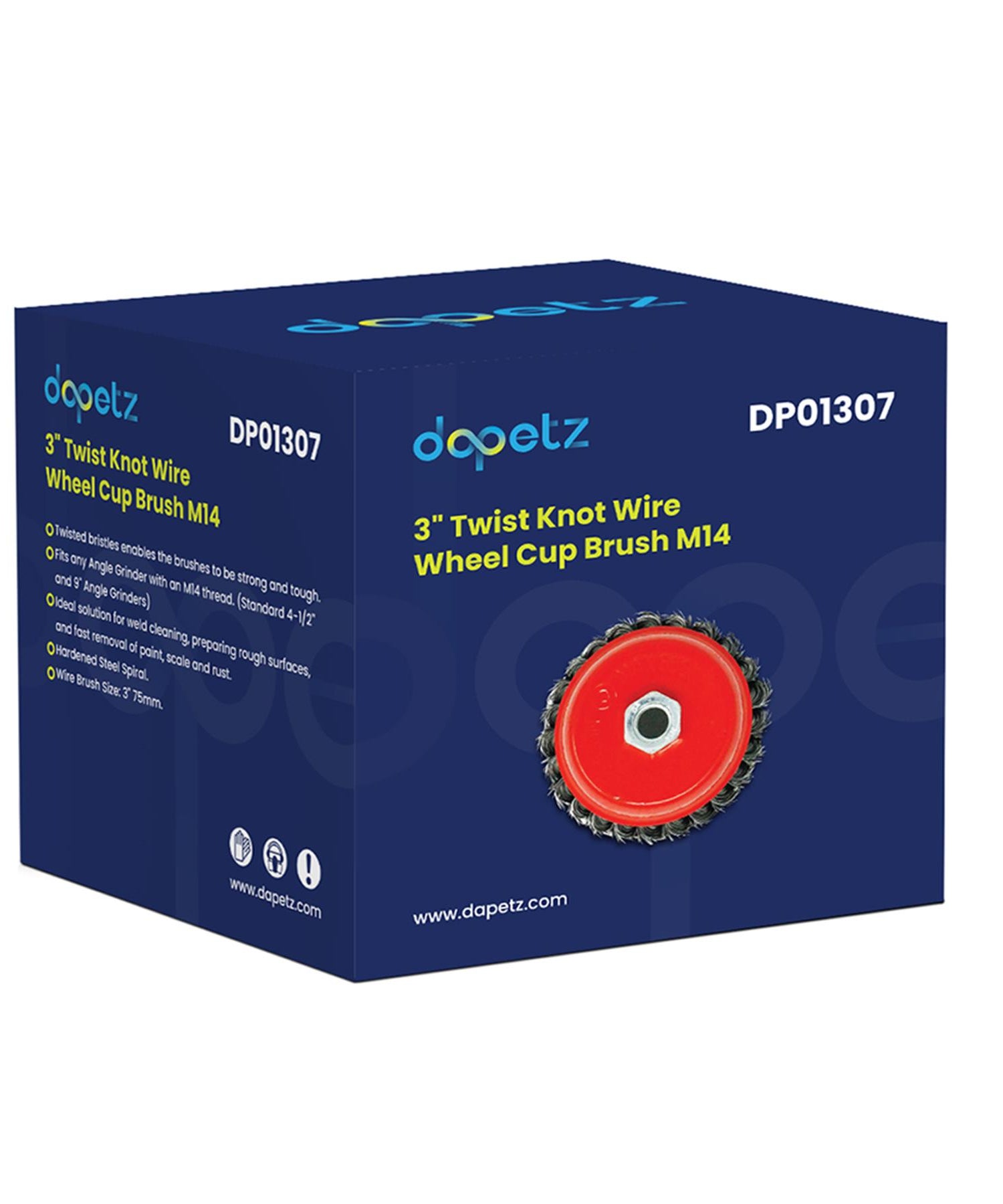 4PCs Twist Knot Wire Wheel Cup Brush Set for Angle Grinder 3" M14 Crew By Dapetz