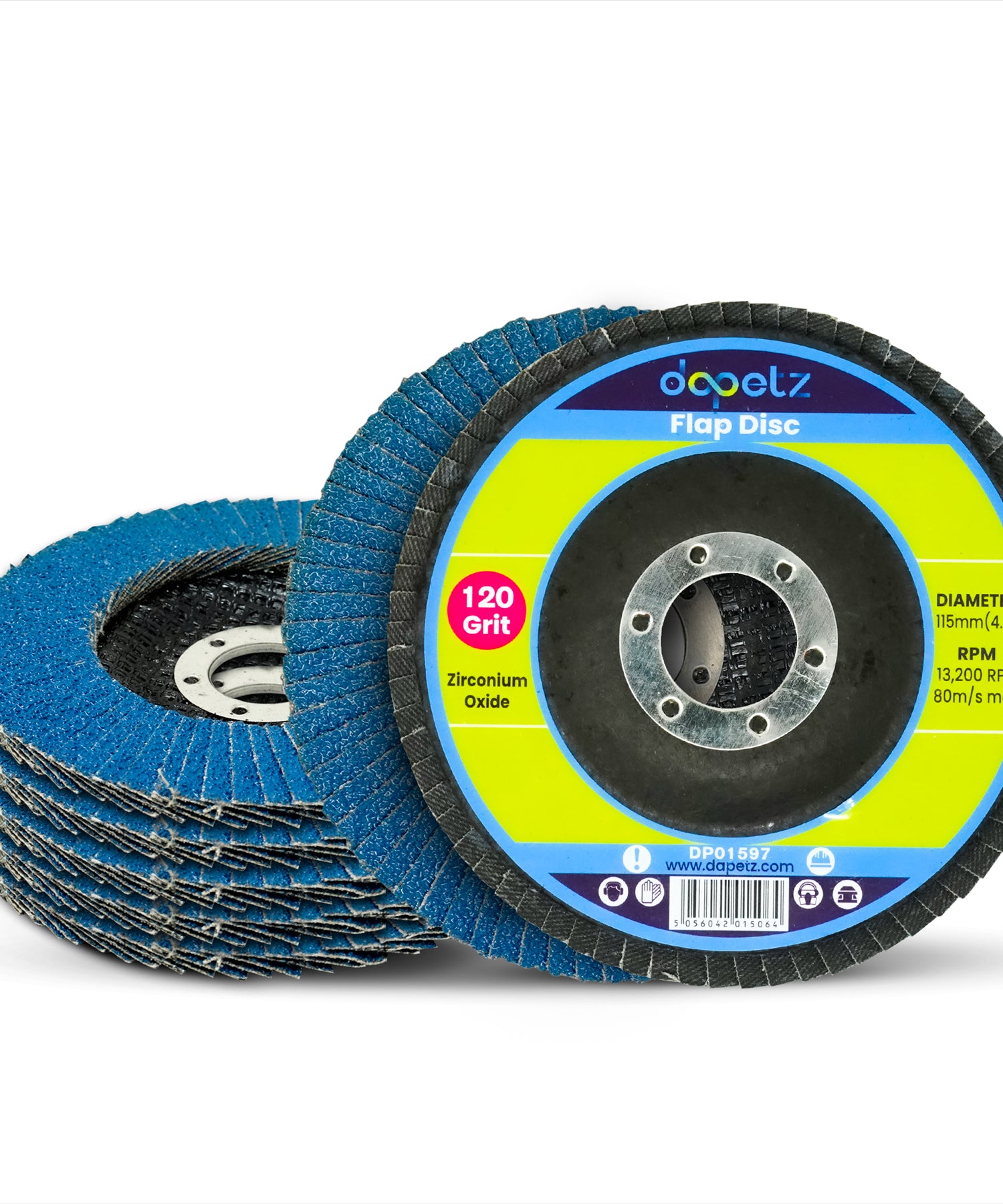 Flap Discs 115mm Sanding 10Pcs 60 120 Grit Grinding Disc 4.5" Zirconium Oxide by Dapetz