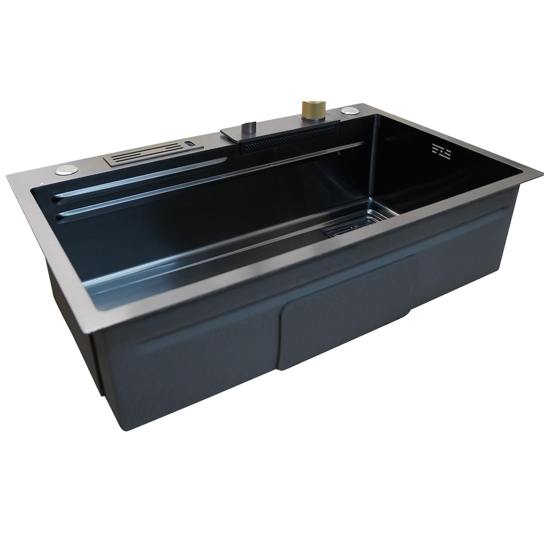 Kitchen Sink With Tap Multi-Purpose Nano Wash Basin Stylish Creative Sinks Black By Dapetz