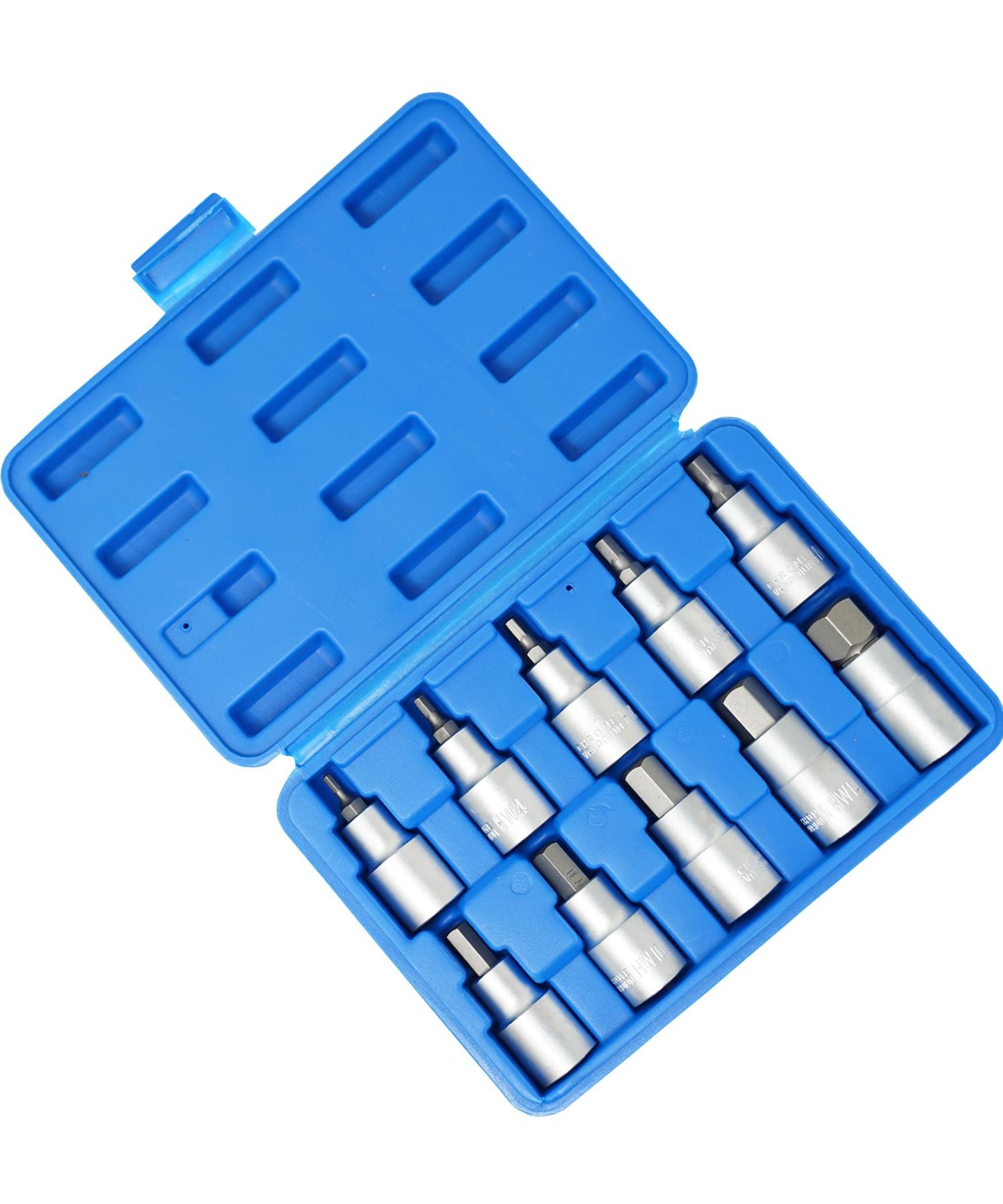 10PC Hex Allen Key Bit Socket Set 1/2" Drive, 4mm to 19mm | With Storage Case by Dapetz