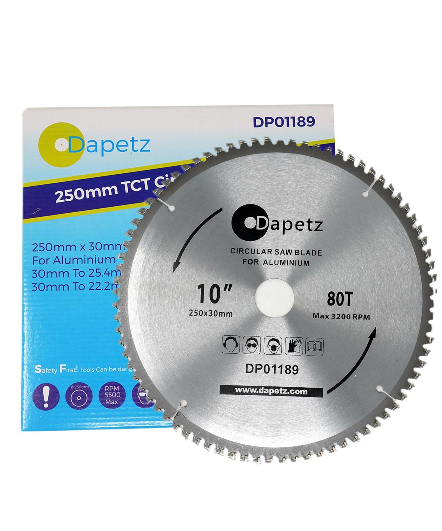 Teeth Aluminium Circular Saw Blade 250mm (10") 80 30mm Bore 25mm Rings Mitre by Dapetz