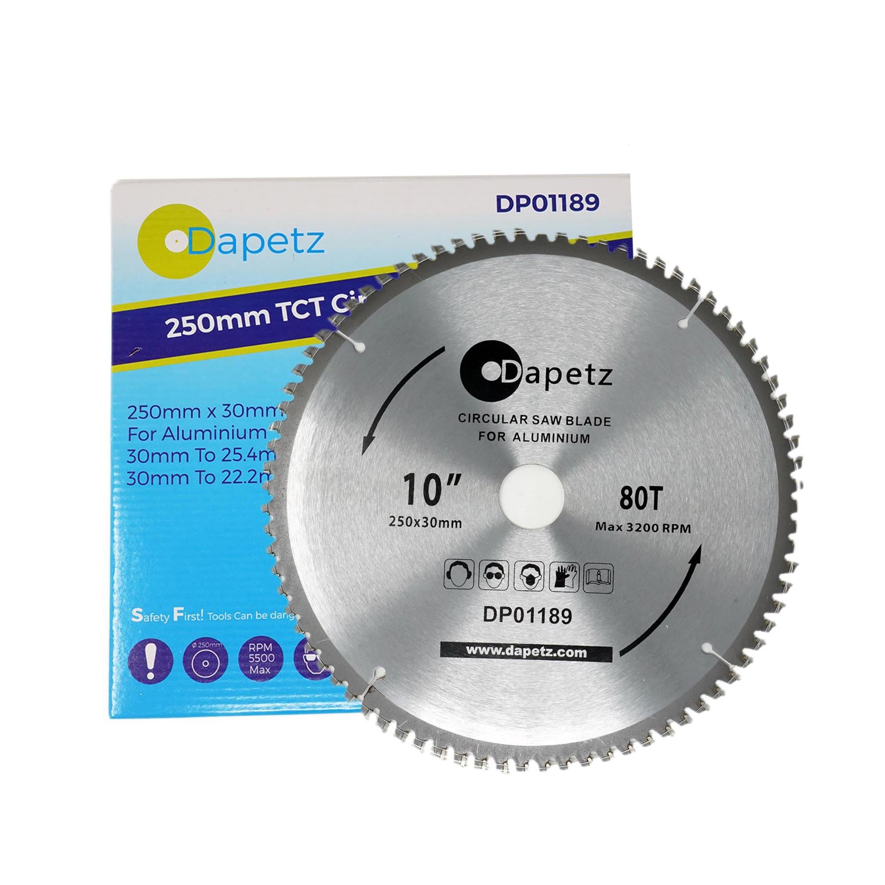 Teeth Aluminium Circular Saw Blade 250mm (10") 80 30mm Bore 25mm Rings Mitre by Dapetz