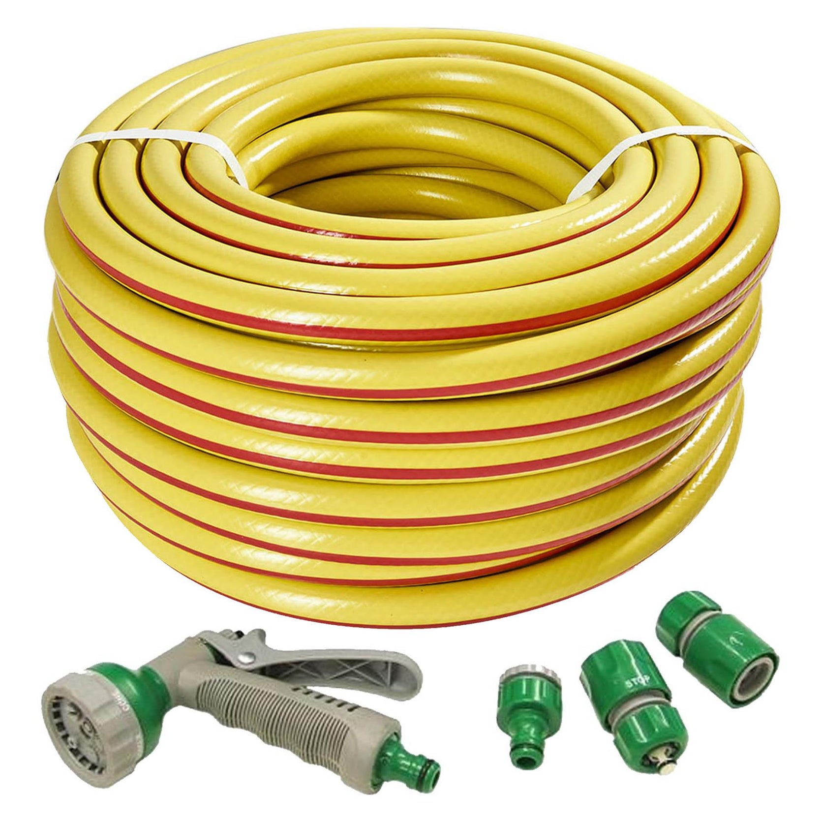 Garden Hose Pipe Reel 50m Tough Reinforced Outdoor Hosepipe + Spray Gun Set By Dapetz