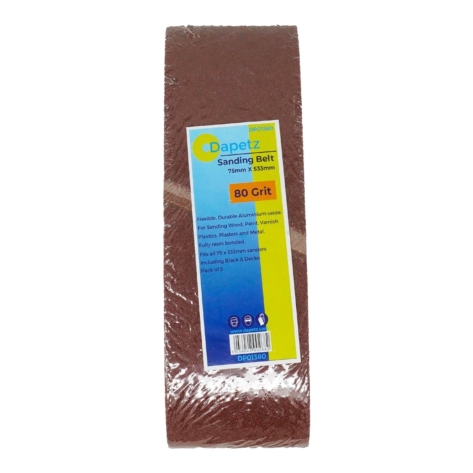 5 x Sanding Sander Belts 75mm x 533mm 80 Grit Very Coarse Sander Sheets Sanding Belts By Dapetz