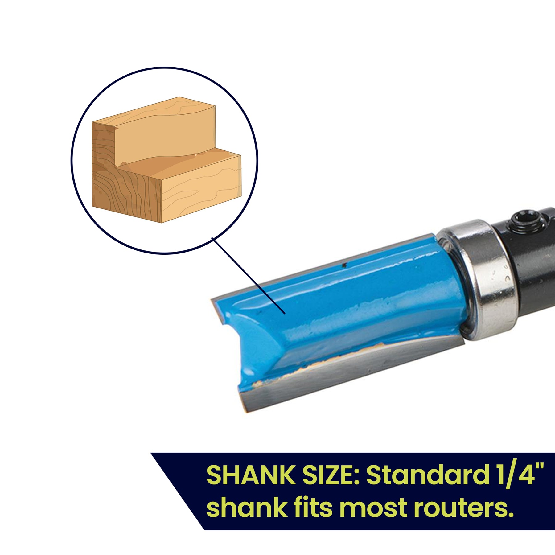 2PC Router Bit Set Template Cutter 1/4" Shank Straight Woodwork Wood Flush Trim