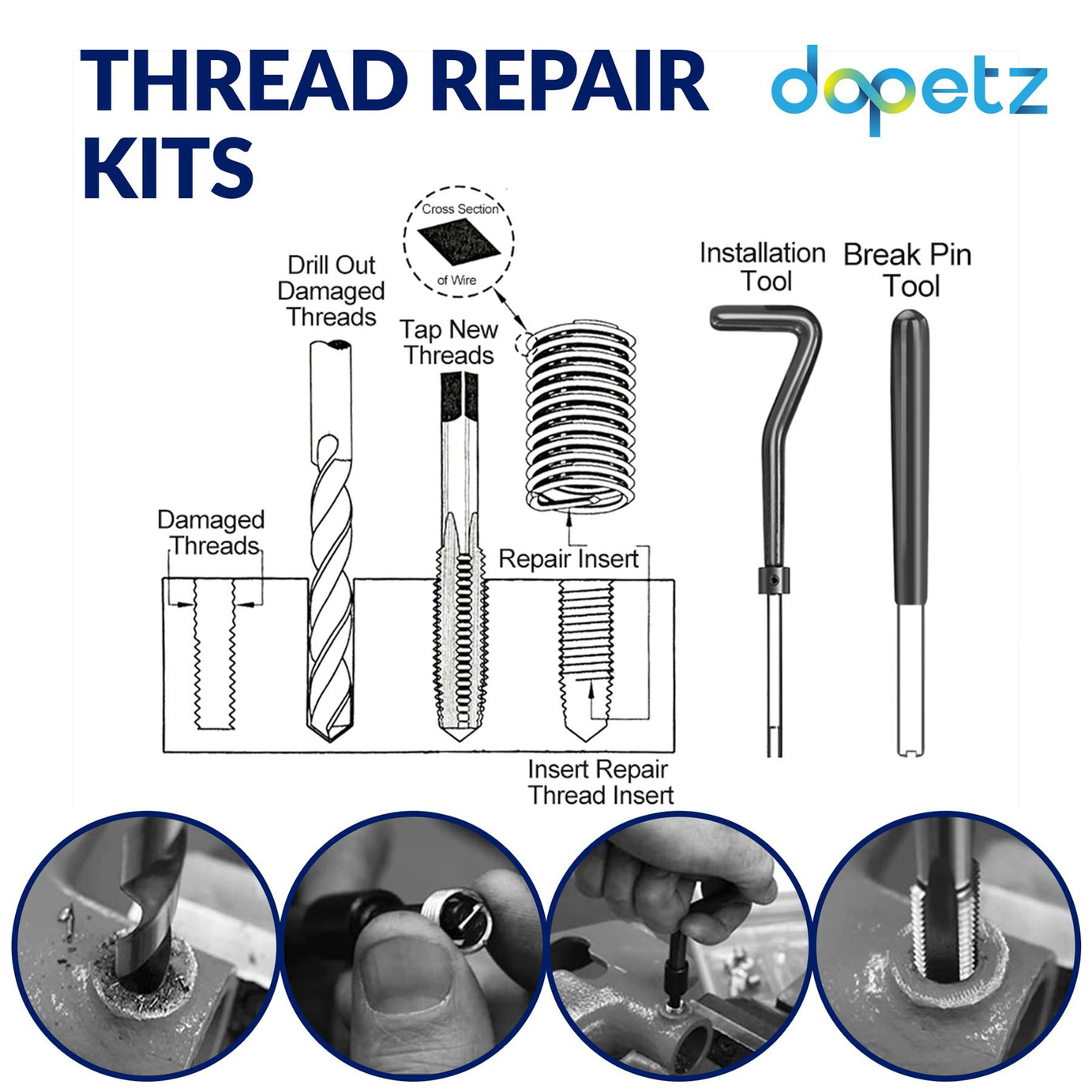 (Pack of 25) Helicoil Thread Repair Tool Kit M6 x 1.0 x 8.0mm | Garage & Automotive by Dapetz