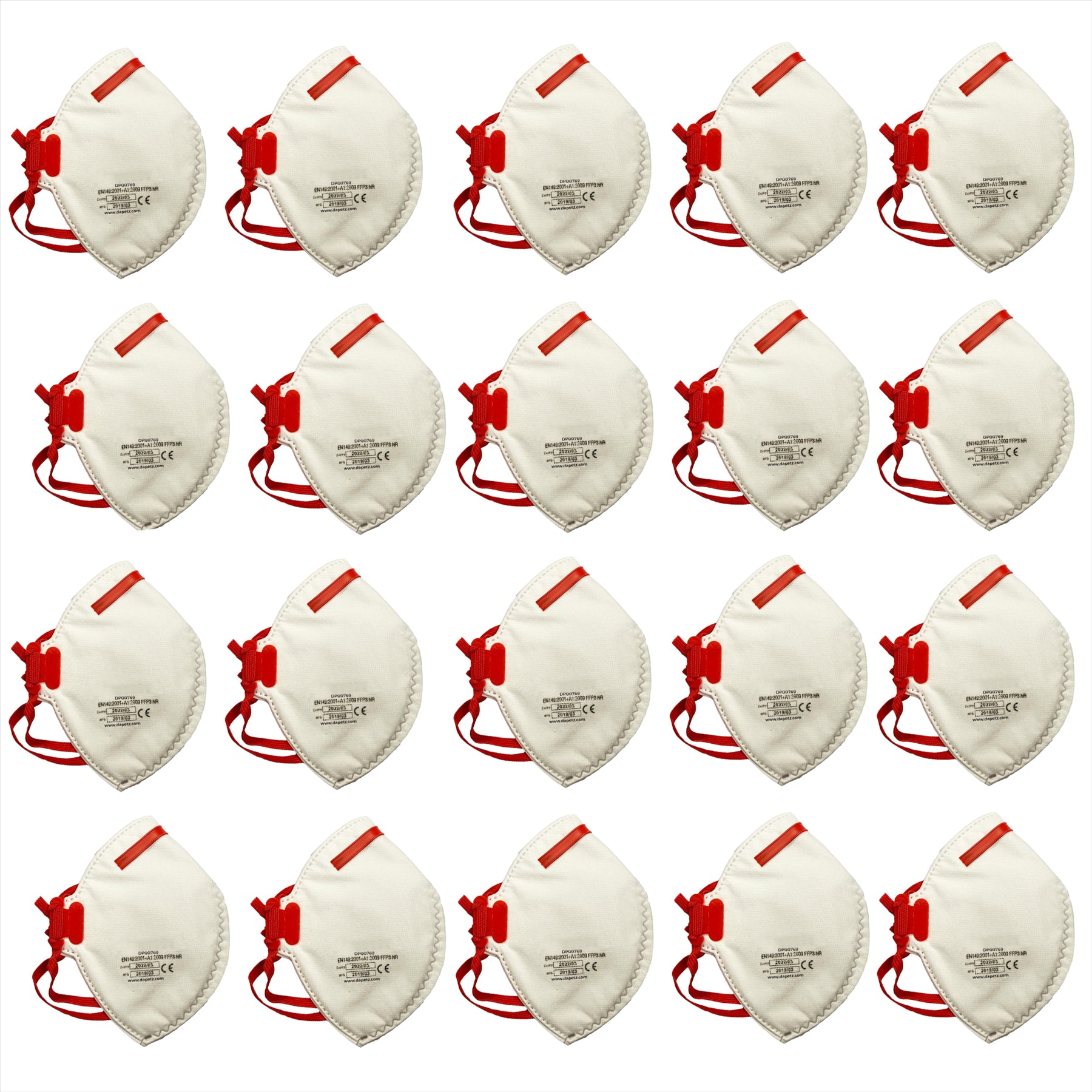 FFP3 NR Face Mask Dust Protection Non Medical Surgical Masks With Valve 20 Pcs by Dapetz