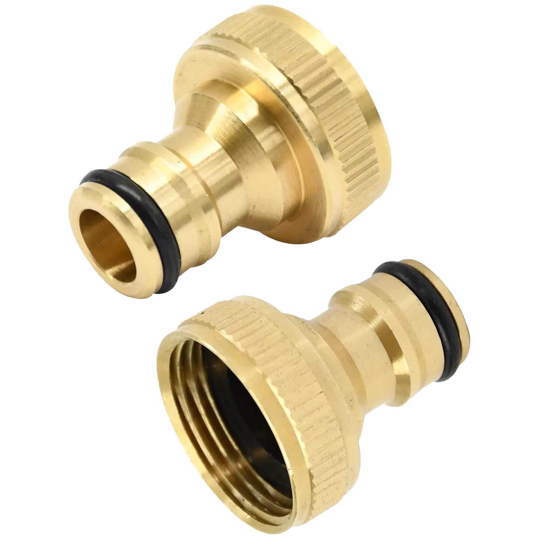 2x Brass Hose Tap Connector 3/4" Threaded Garden Water Pipe Adaptor Fitting By Dapetz