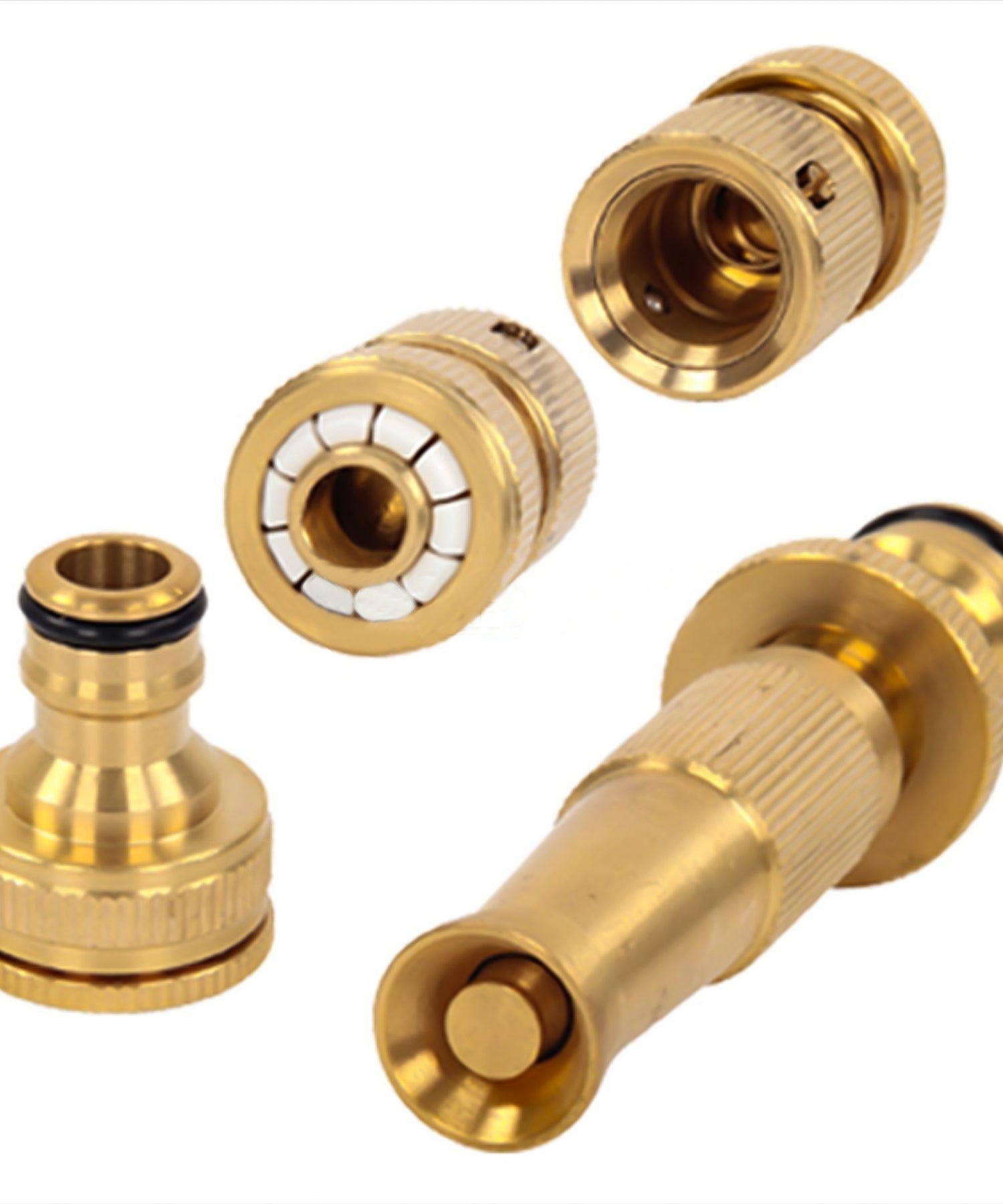4 Piece Brass Hose Tap Fitting Connecter Set High Quality For Gardening Plumbing