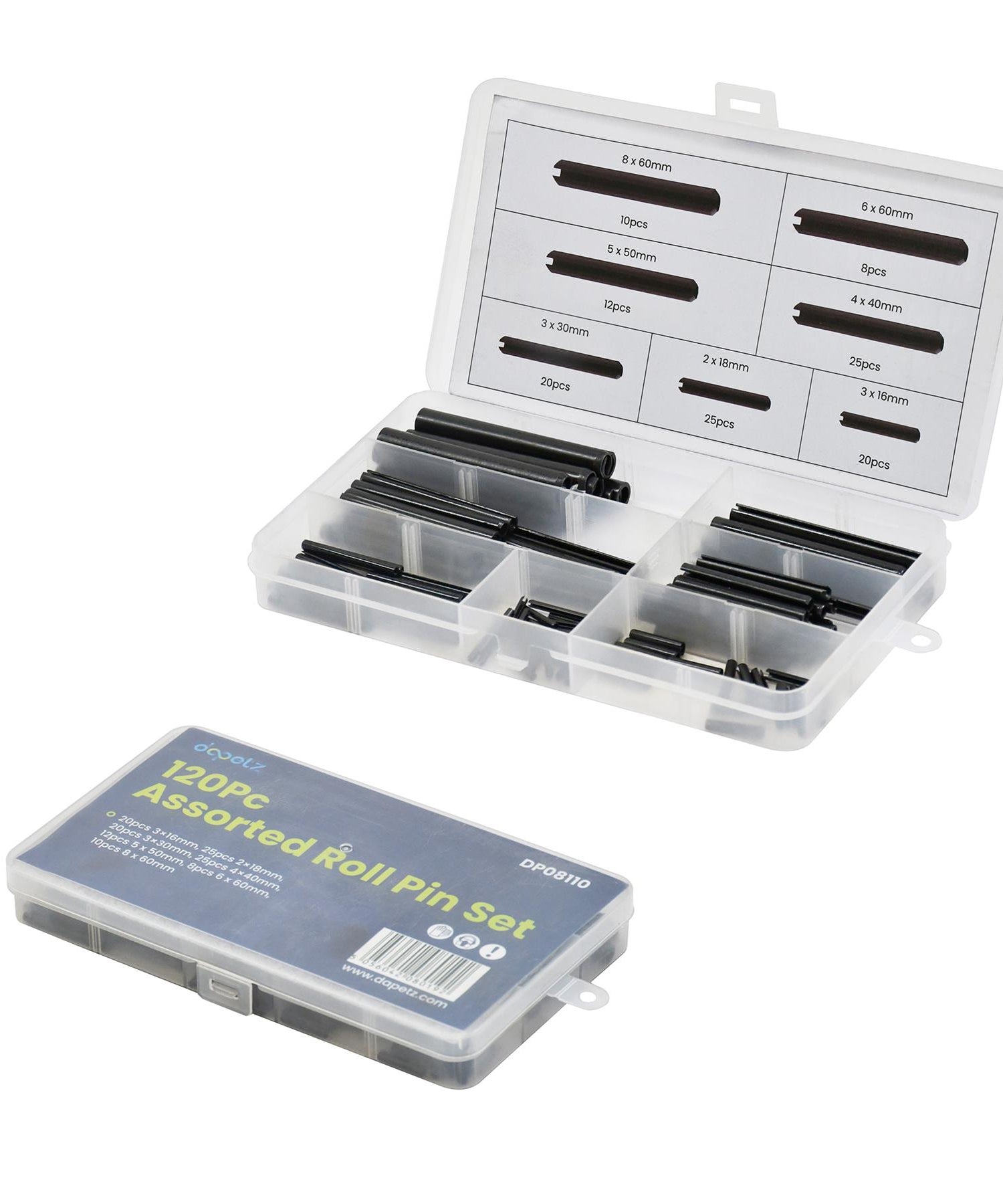 Comprehensive 120-Piece Assorted Roll Pin Set Tension Spring, Sellock, C Pins, Mixed Pack By Dapetz