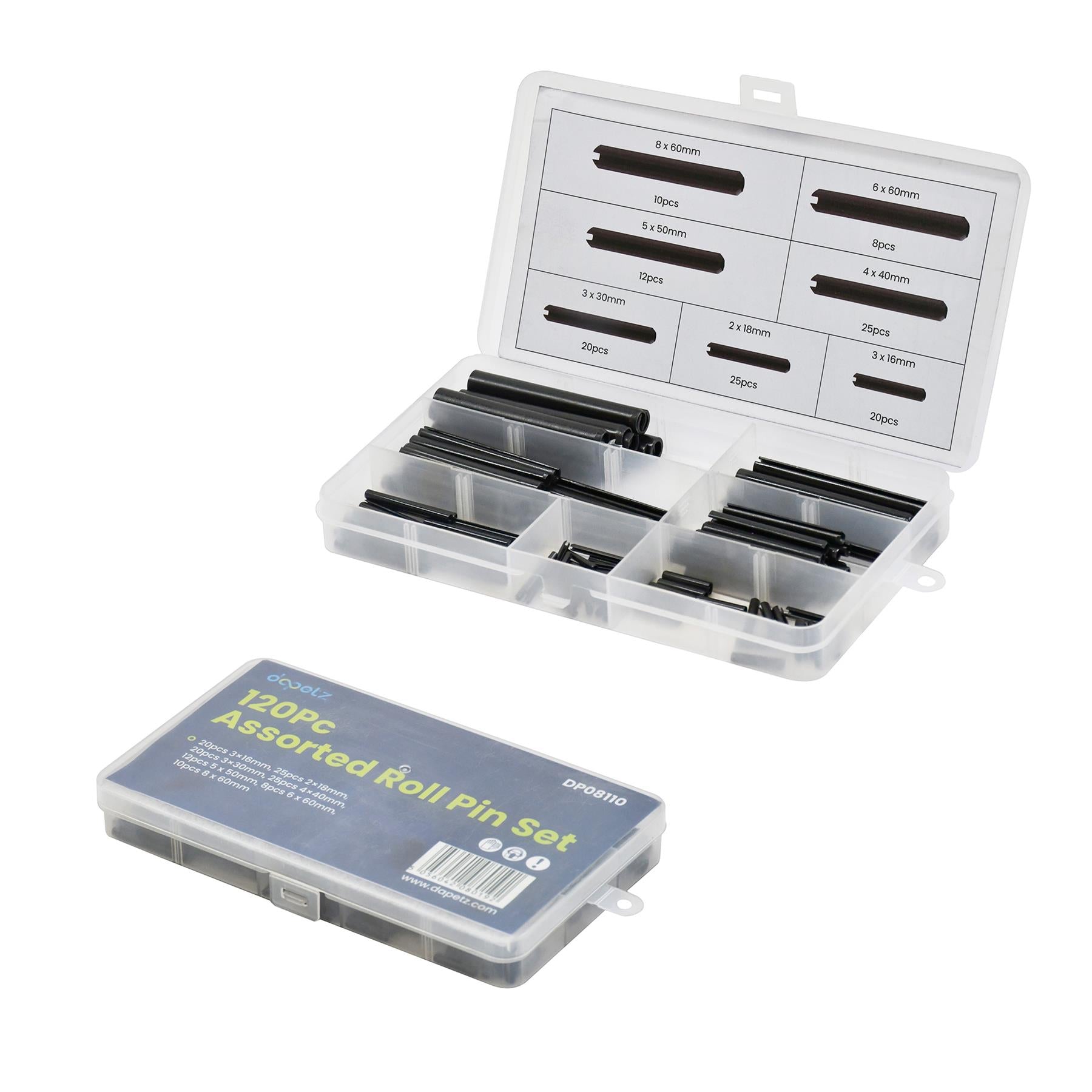 Comprehensive 120-Piece Assorted Roll Pin Set Tension Spring, Sellock, C Pins, Mixed Pack By Dapetz