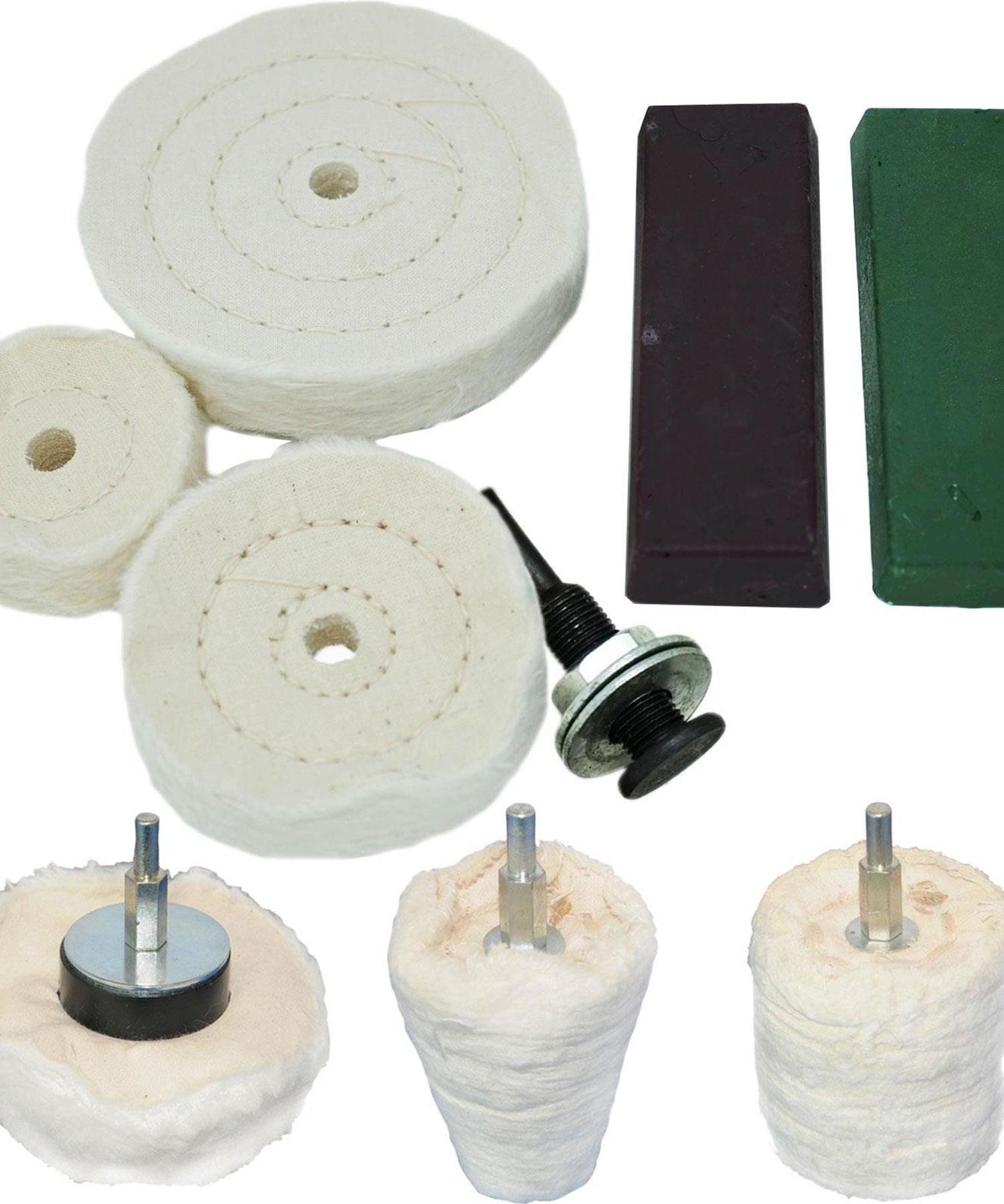 Quality 9Pc Polishing Kit Dome Goblet Cylinder Mop Buffing Wheel Compound By Dapetz