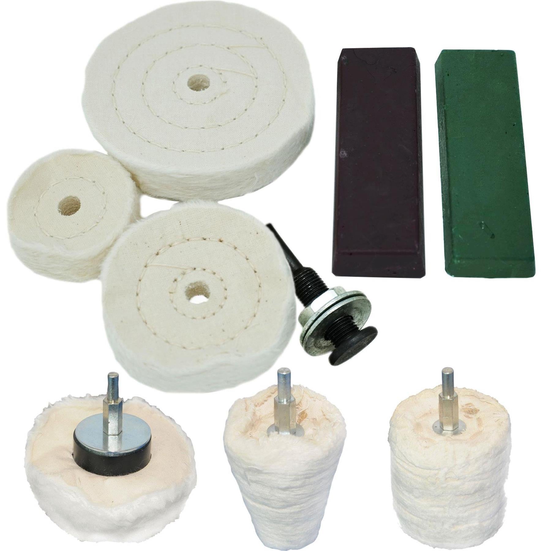 Quality 9Pc Polishing Kit Dome Goblet Cylinder Mop Buffing Wheel Compound By Dapetz