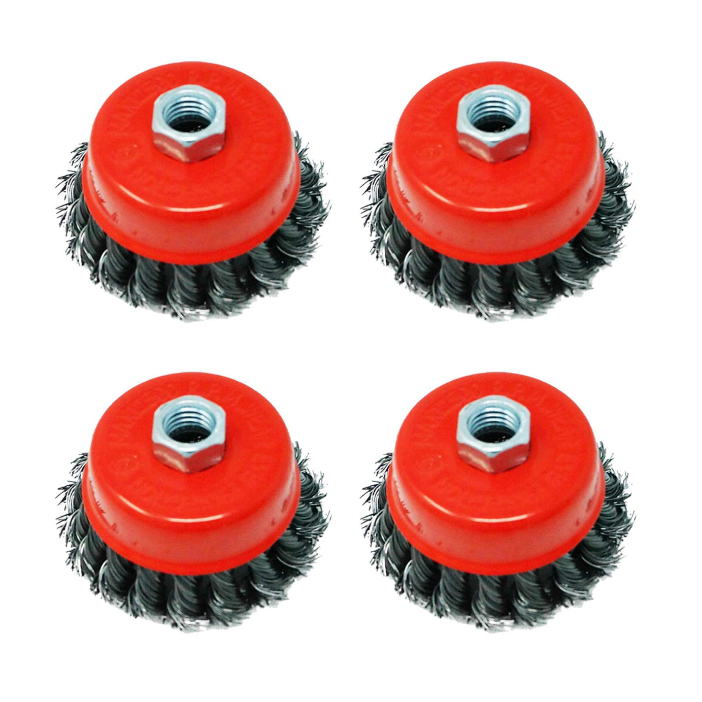 4PCs Twist Knot Wire Wheel Cup Brush Set for Angle Grinder 3" M14 Crew By Dapetz