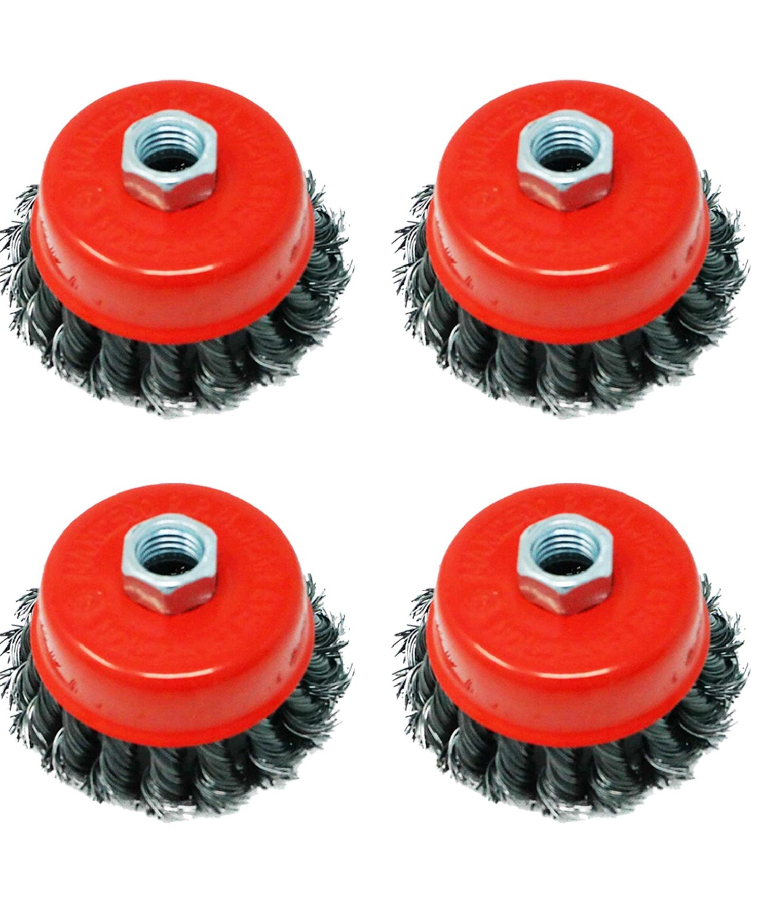 4PCs Twist Knot Wire Wheel Cup Brush Set for Angle Grinder 3" M14 Crew By Dapetz