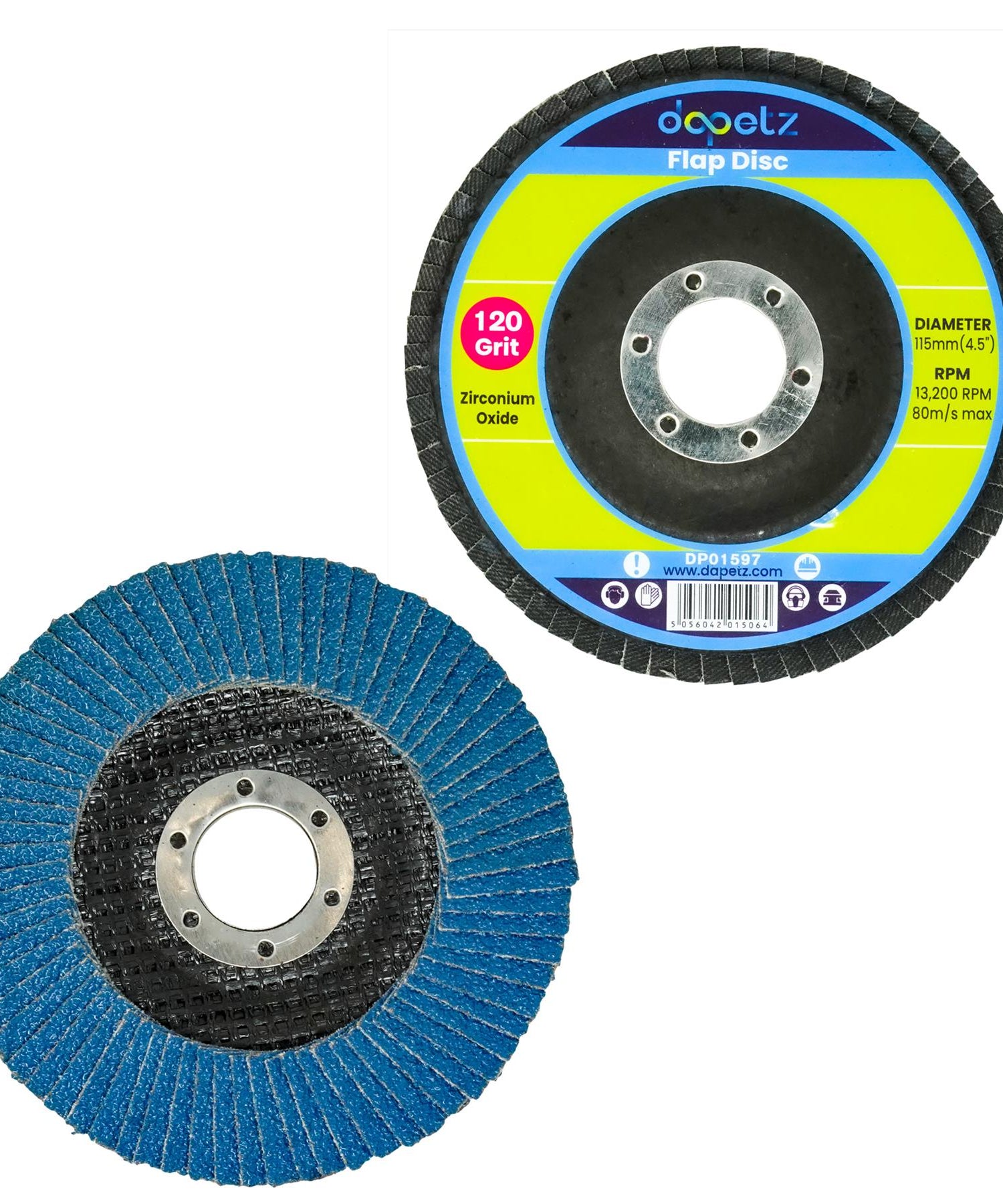 Flap Sanding Disc 4.5" 115mm 120 Grit Grinding Zirconium Oxide Wheels 2PCS By Dapetz