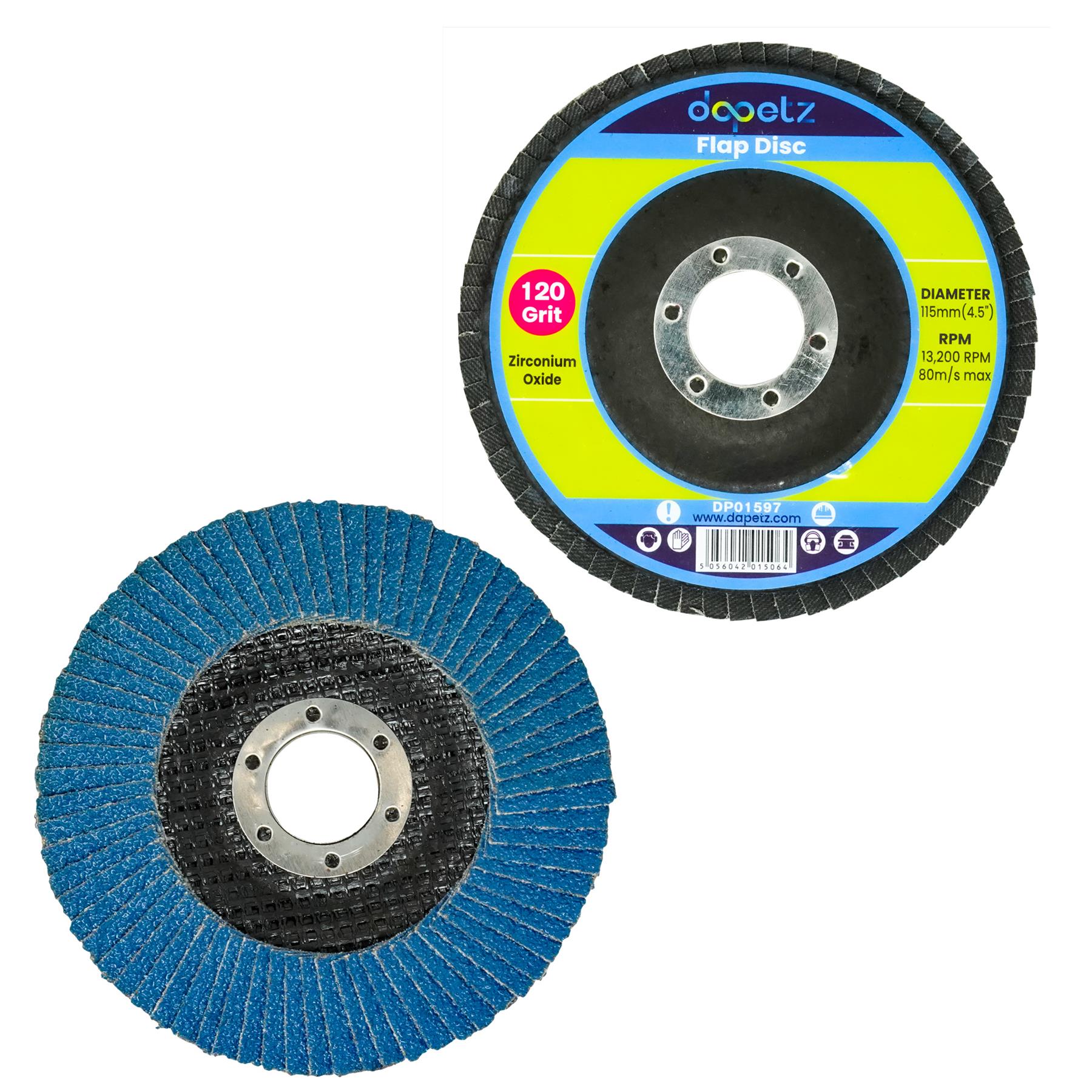 Flap Sanding Disc 4.5" 115mm 120 Grit Grinding Zirconium Oxide Wheels 2PCS By Dapetz