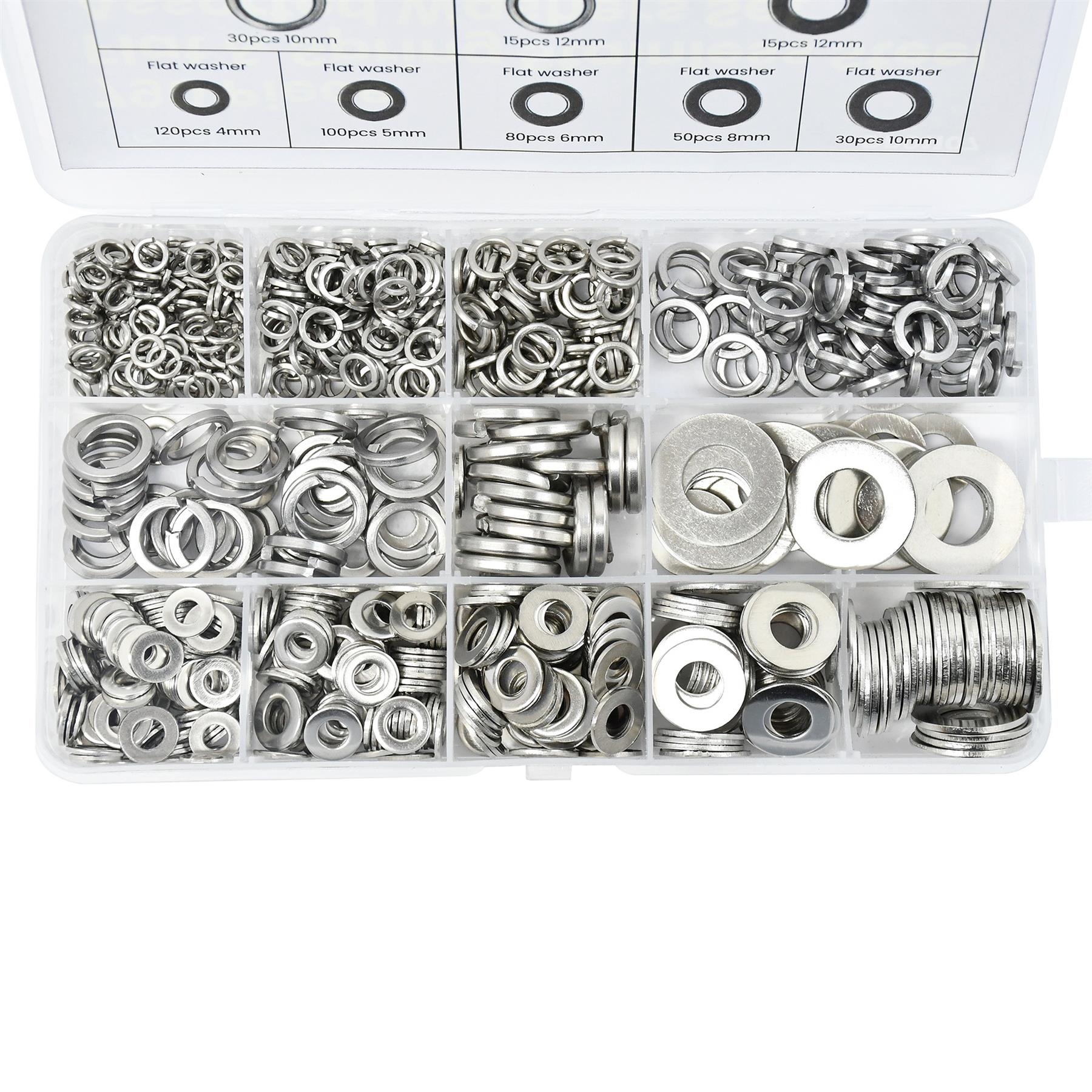 Spring Washers Stainless Steel Flat,790 Pc Assorted Set Dapetz