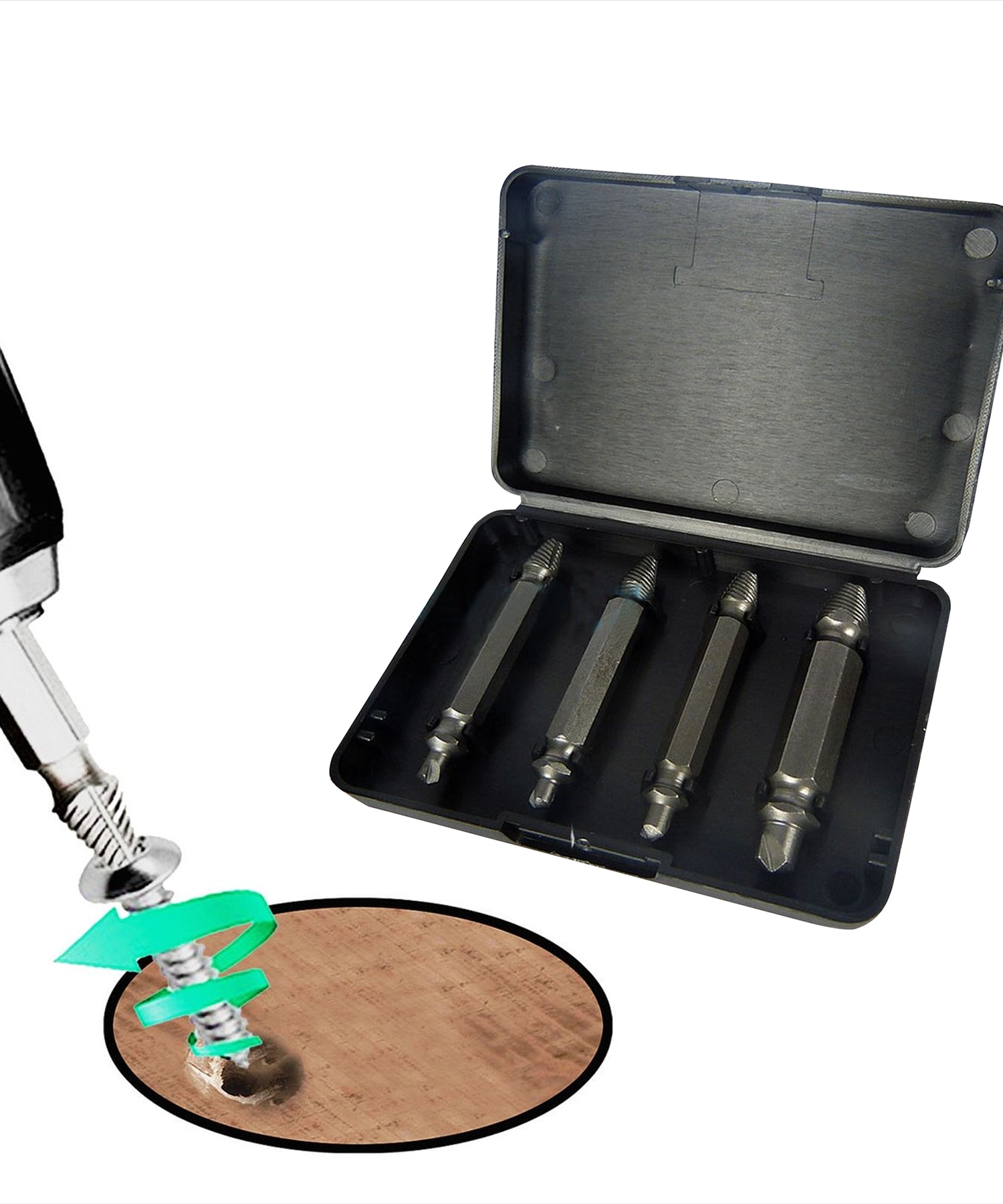 Screw Extractor Drill Bits Tool Set Broken Damaged Bolt Remover 4PCS By Dapetz