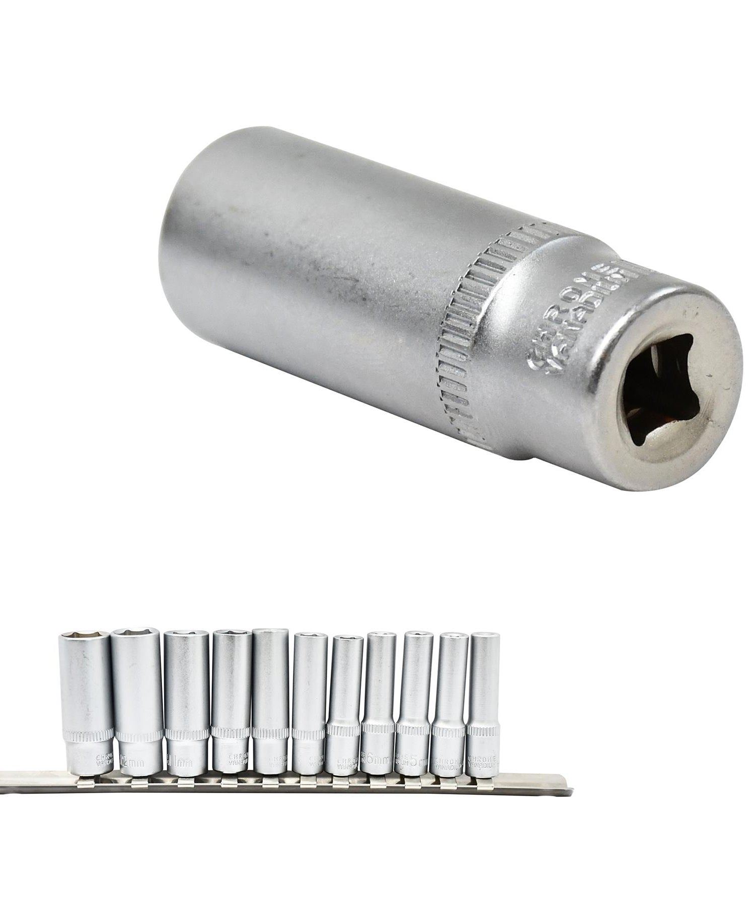 1/4" Deep Socket Set 11Pc 4 - 13mm Deep Drive Sockets Cr-V Long Reach By Dapetz