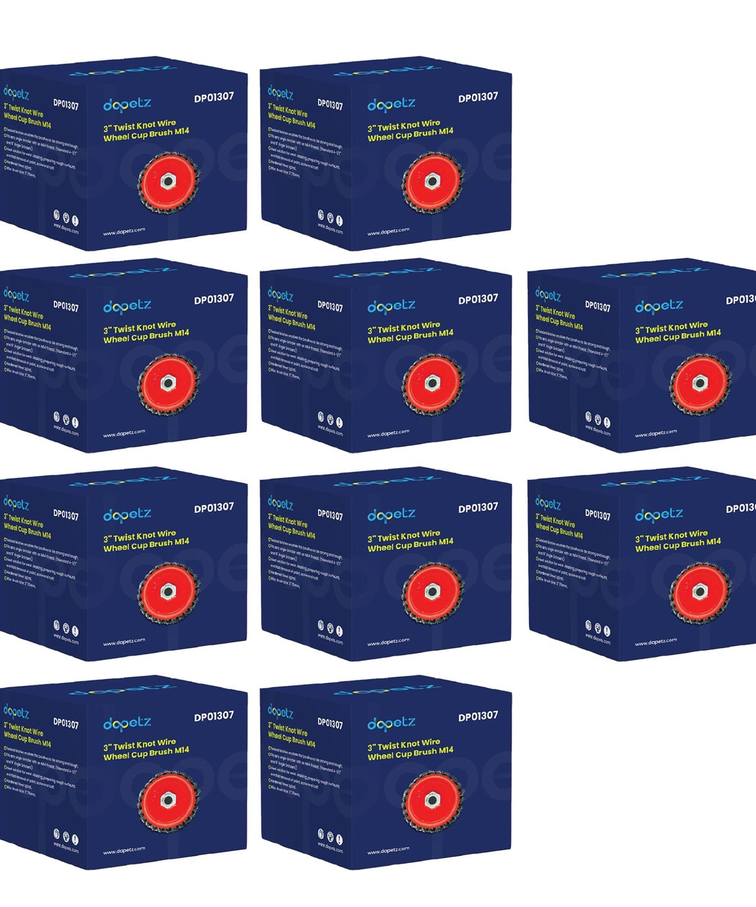 10x Twist Knot Wire Wheel Cup Brush Set For Angle Grinder 3" M14 Crew By Dapetz