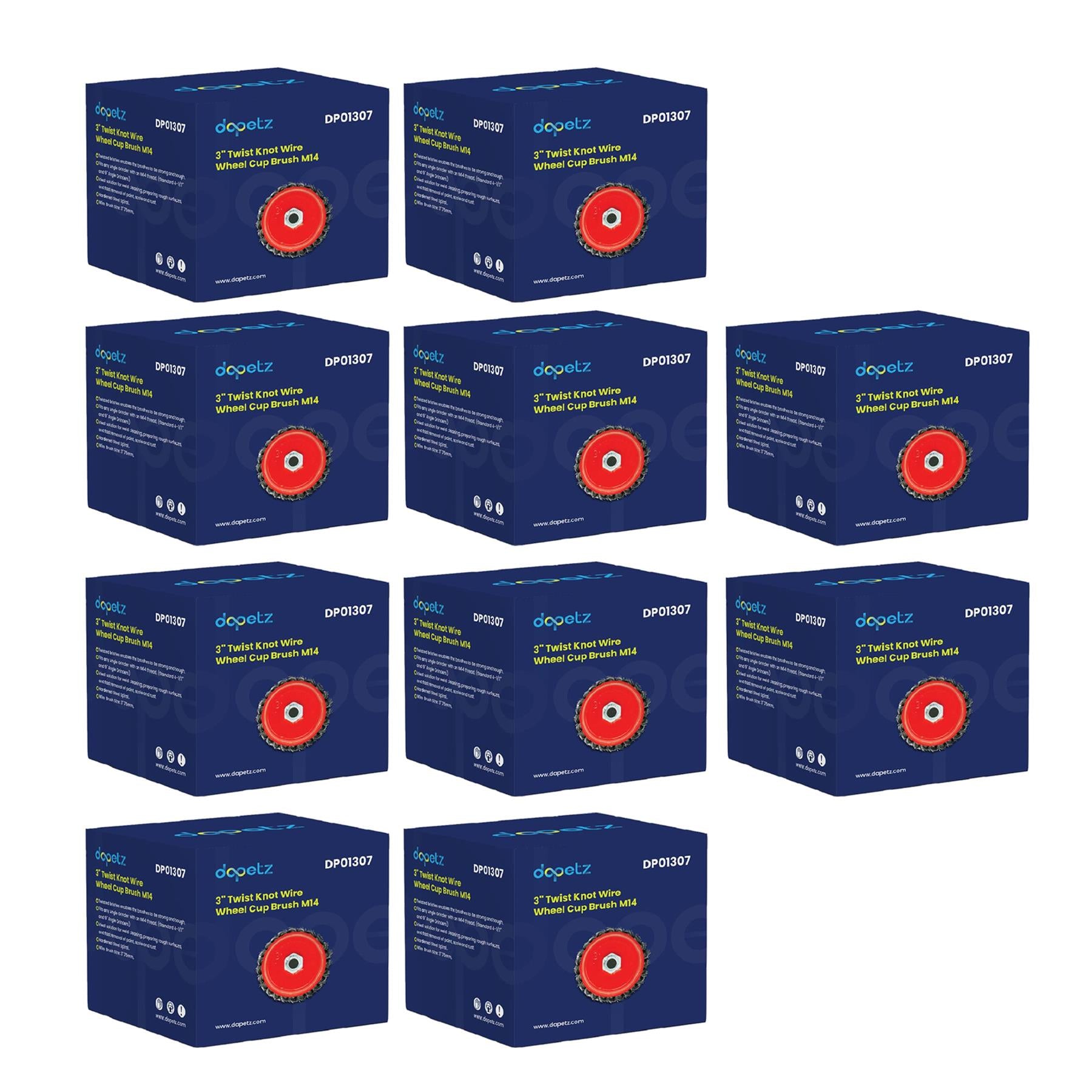 10x Twist Knot Wire Wheel Cup Brush Set For Angle Grinder 3" M14 Crew By Dapetz