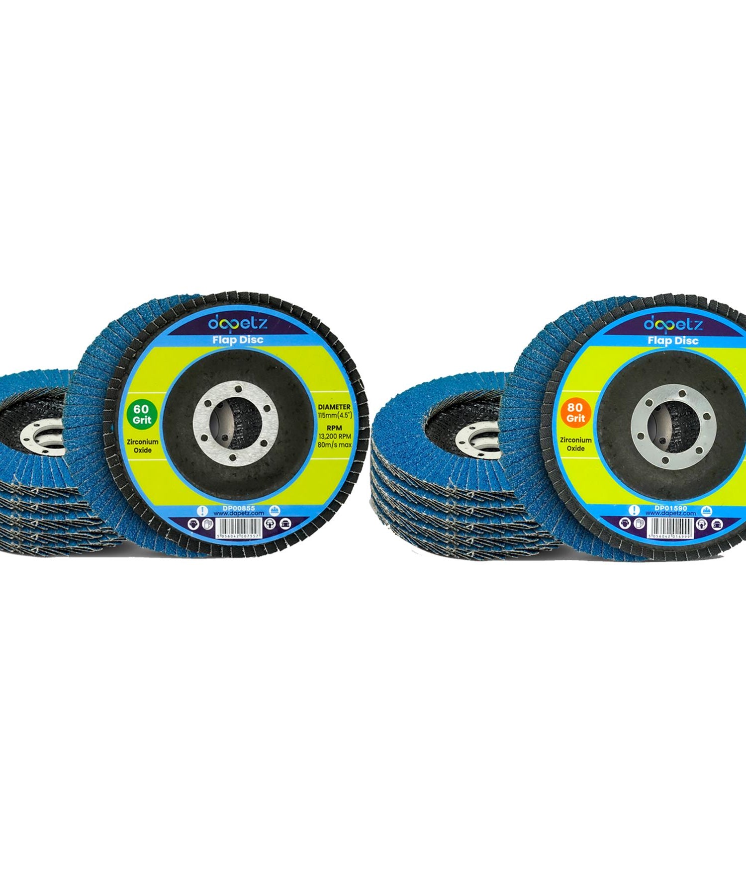 10 X Flap Grinding Sanding Discs 115mm 4.5" 40 60 80 Grit Angle Wheel Zirconium by Dapetz