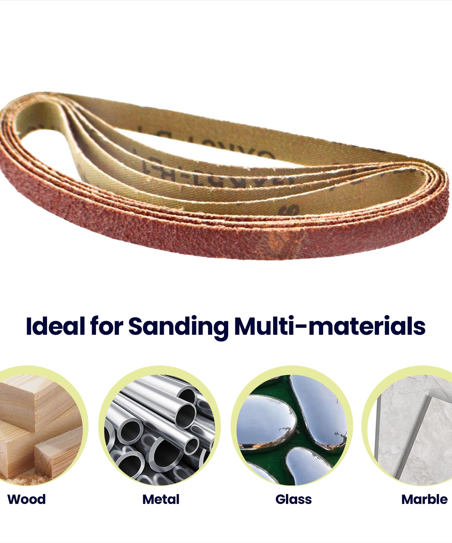 Sanding Belts 330mm x 10mm 80 Grit 50Pcs Coarse Sander Sheets Aluminum Oxide By Dapetz