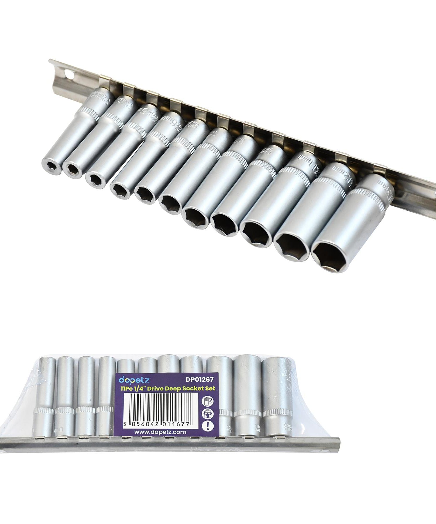 1/4" Deep Socket Set 11Pc 4 - 13mm Deep Drive Sockets Cr-V Long Reach By Dapetz