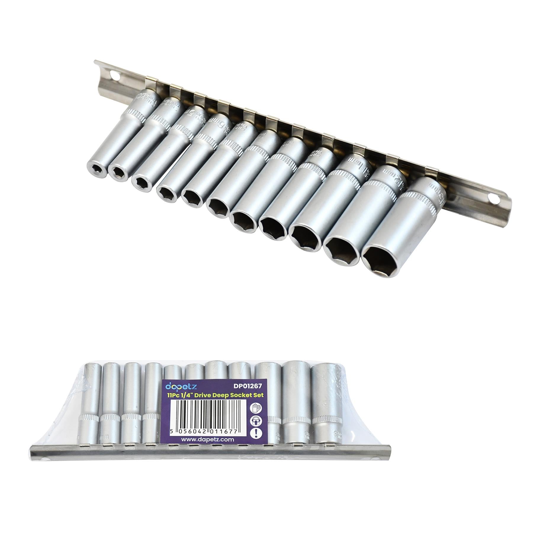 1/4" Deep Socket Set 11Pc 4 - 13mm Deep Drive Sockets Cr-V Long Reach By Dapetz