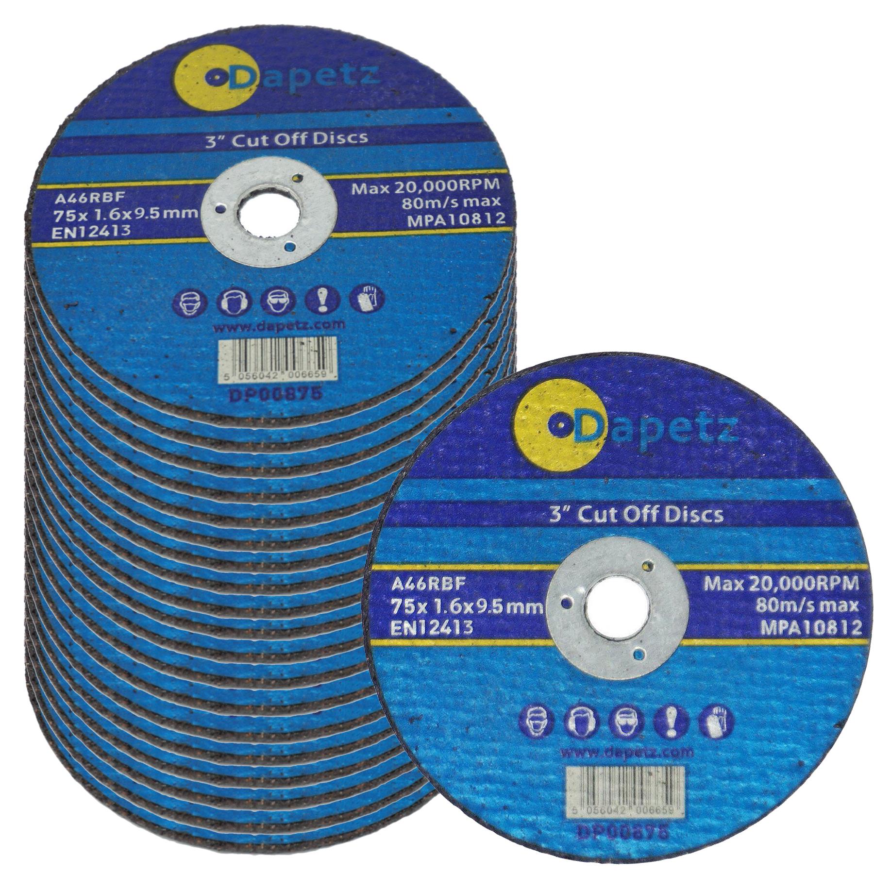 20 Pack 75mm X 1.6mm Metal Cutting Cut Off Discs 9.5mm Bore High Quality