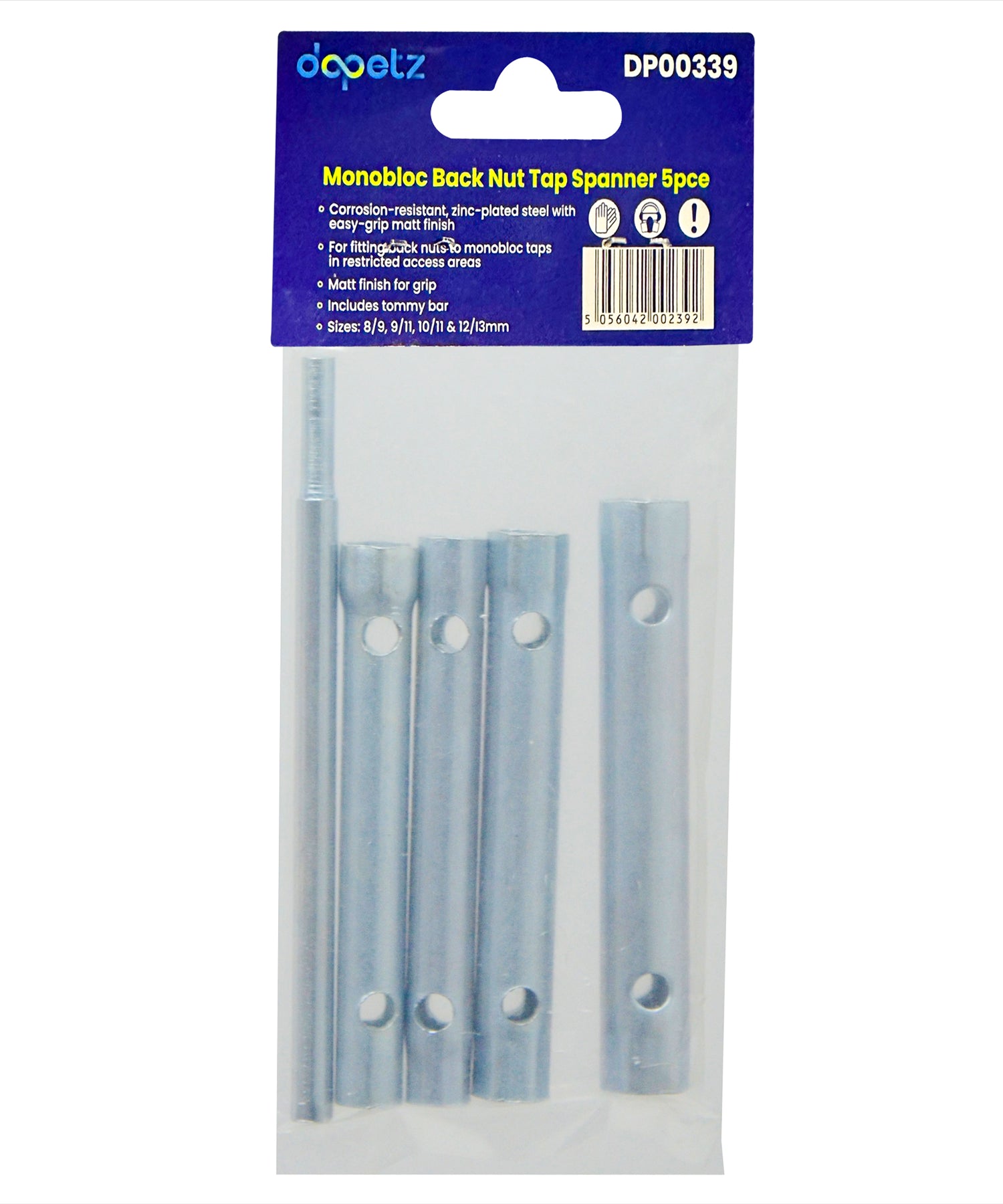 New Plumber MONOBLOCK BACK NUT TAP SPANNER 8mm - 13mm SET 5 Piece By Dapetz