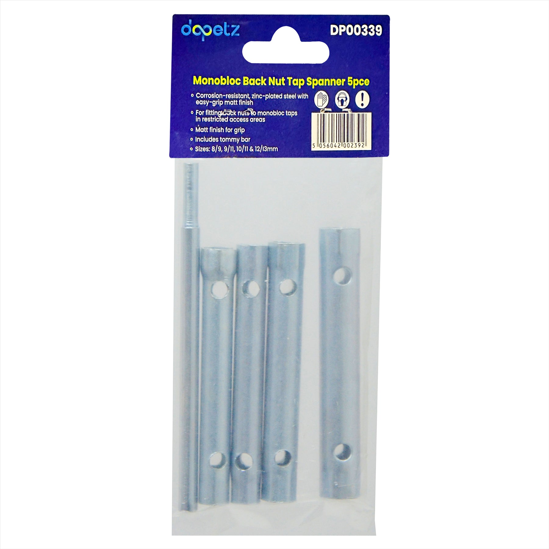 New Plumber MONOBLOCK BACK NUT TAP SPANNER 8mm - 13mm SET 5 Piece By Dapetz