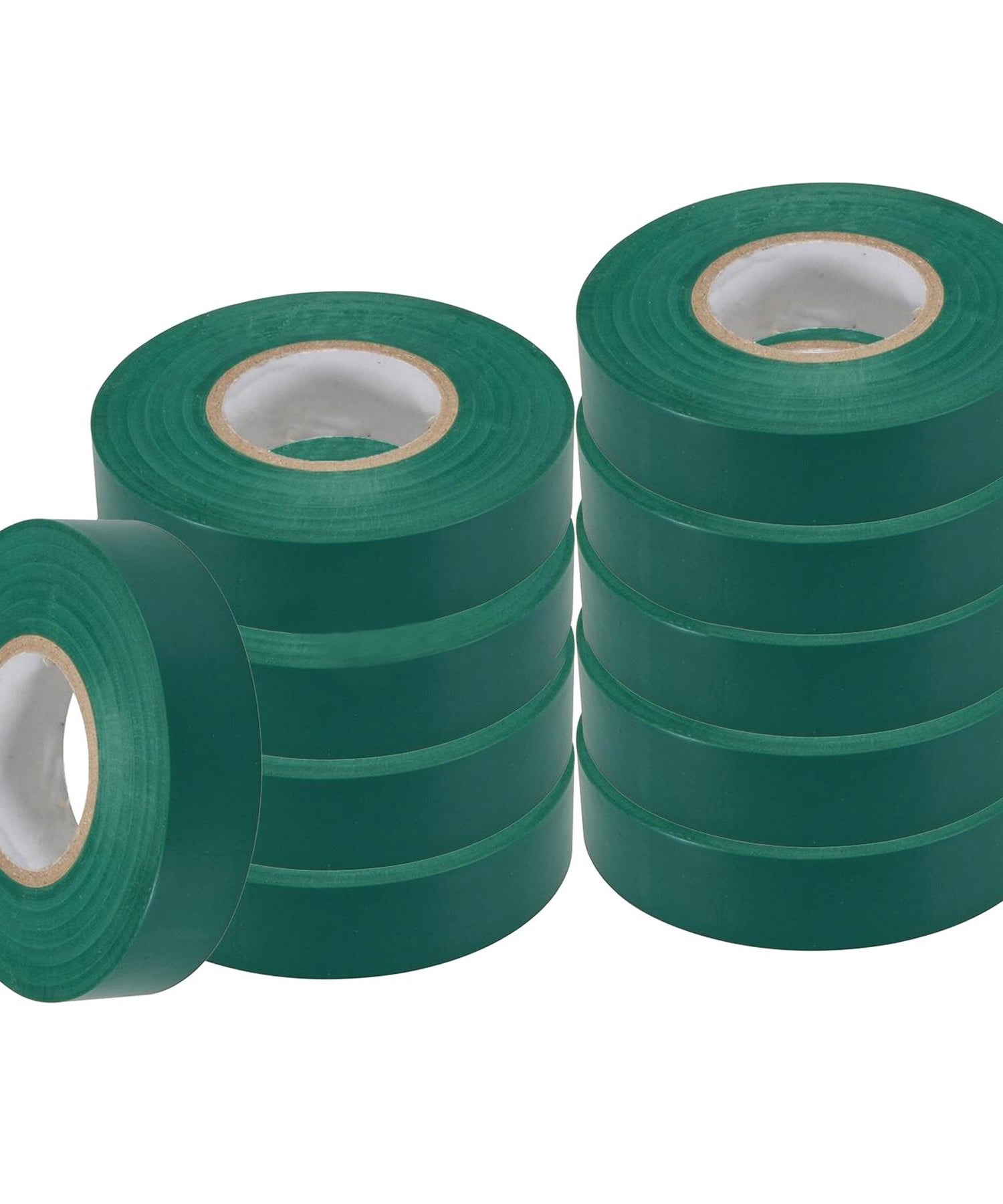 (Pack of 10) Electrical PVC Insulation Tape 22m Flame Retardant Rolls Green by Daptez