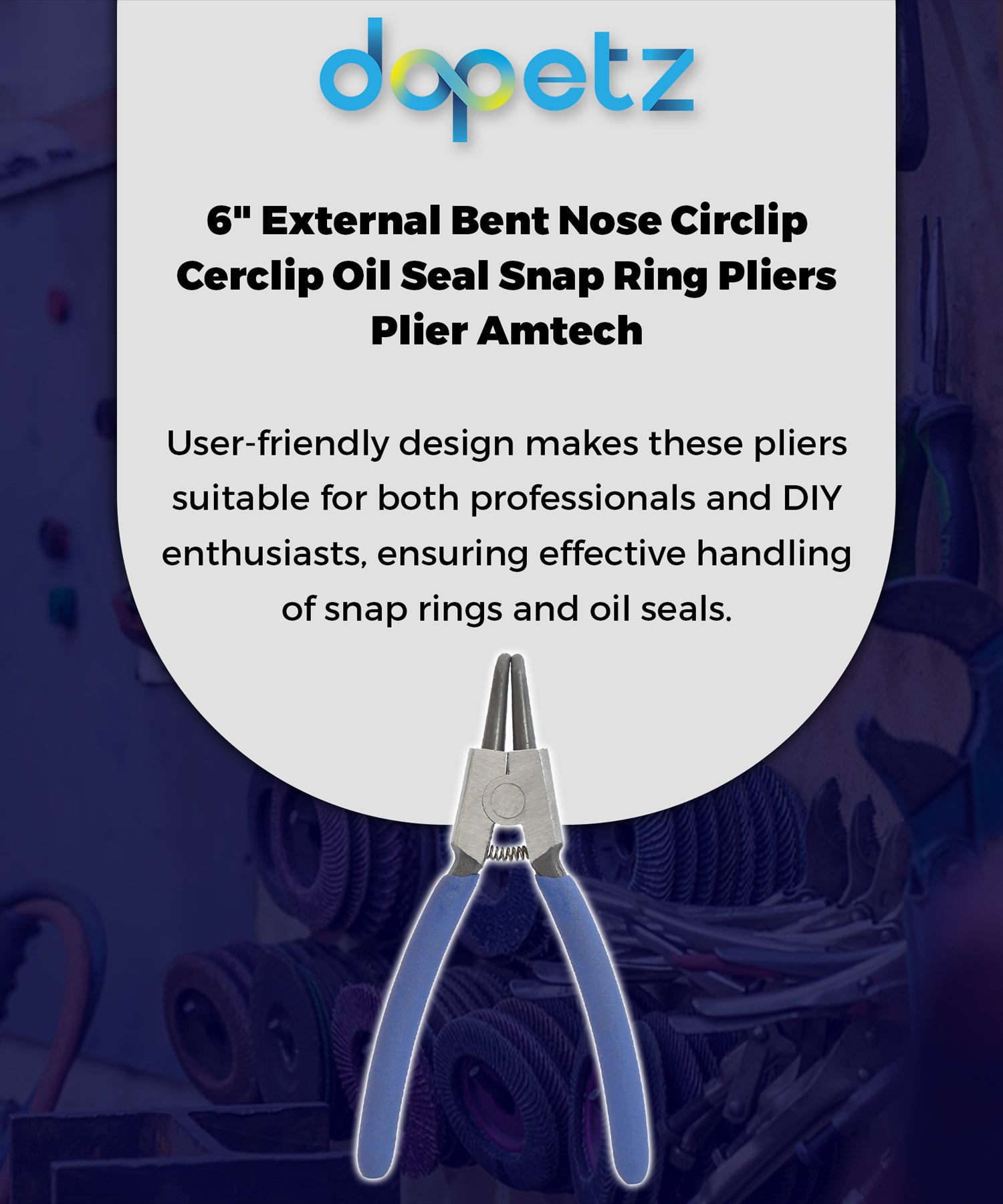 Ring Pliers Snap Nose 150mm Bent Tip Circlip Oil Seal 6" dapetz