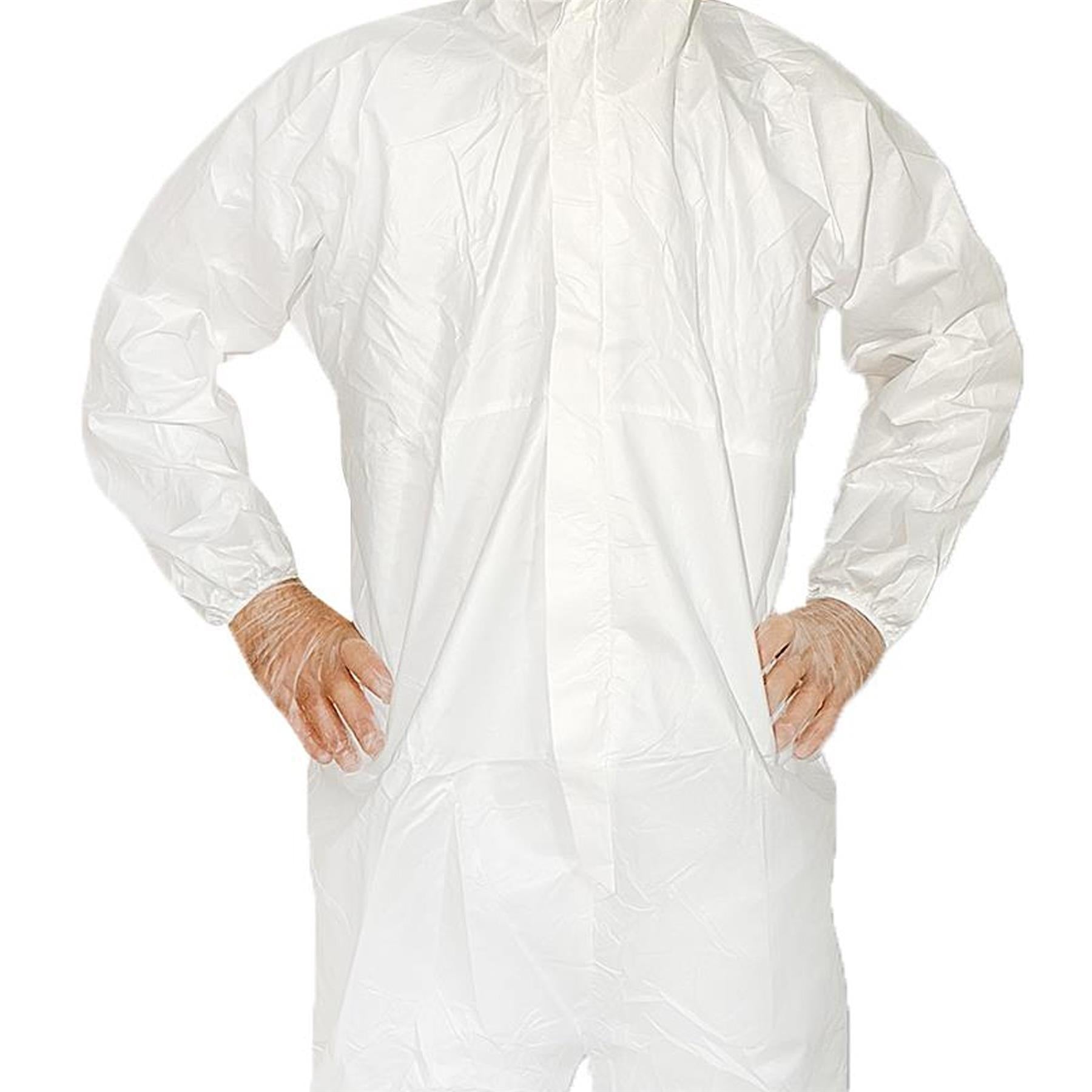 (Pack of 10) Disposable Paper Suit Protective Overall Coveralls Zip XL by Dapetz