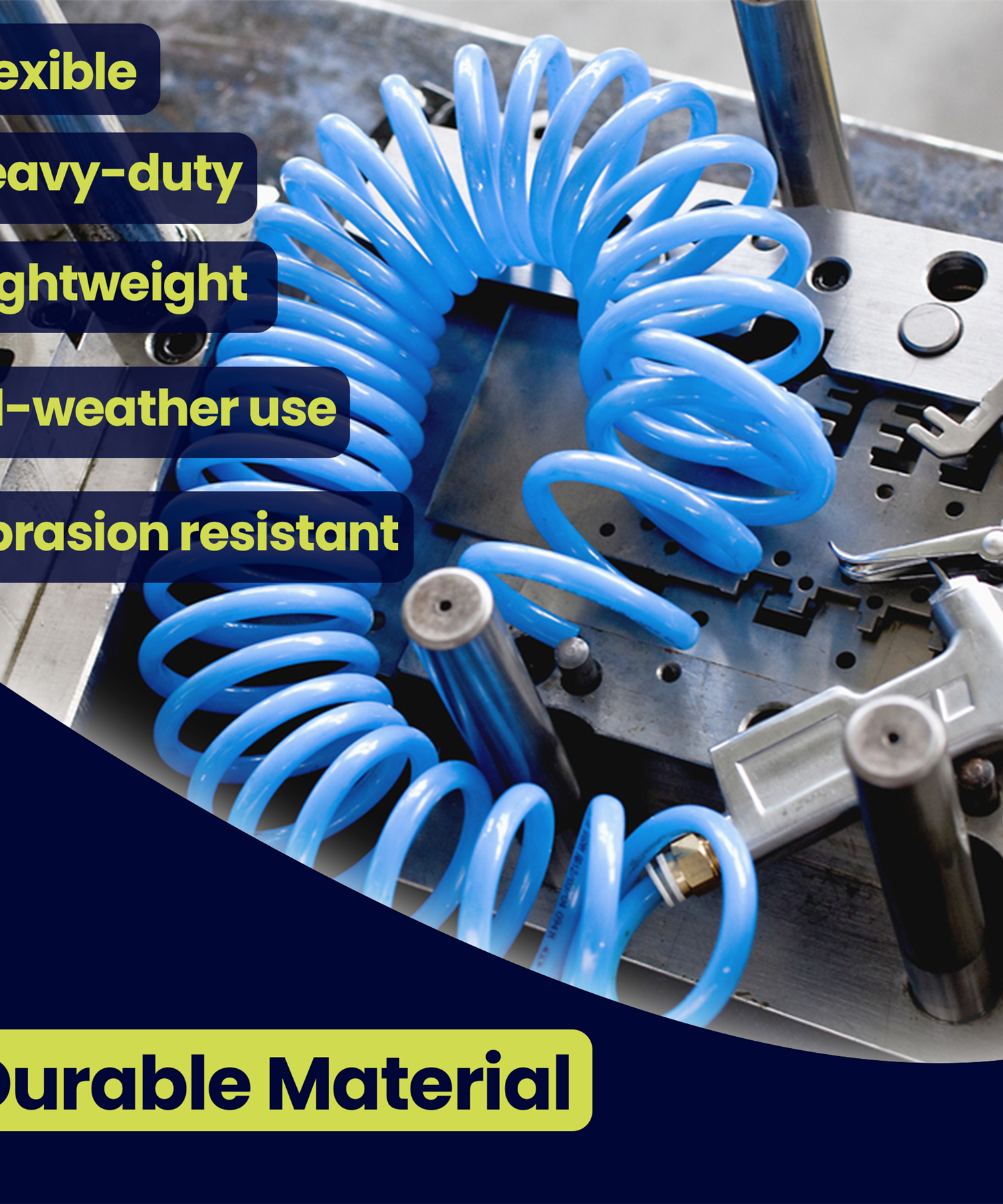 Coiled Air Hose 10M Air Tools Hose With 1/4" BSP Female Nut End Fittings 10 Bar by Daptez