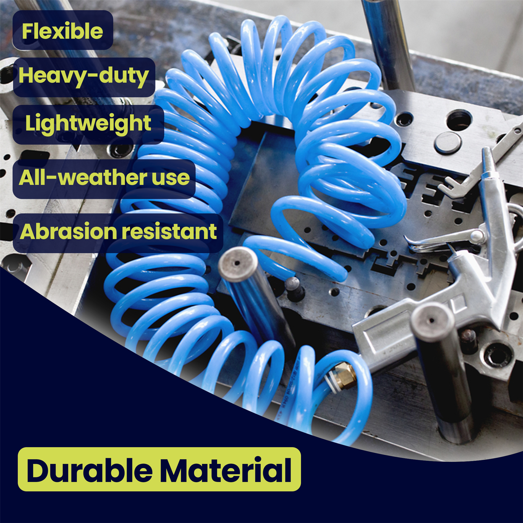 Coiled Air Hose 10M Air Tools Hose With 1/4" BSP Female Nut End Fittings 10 Bar by Daptez