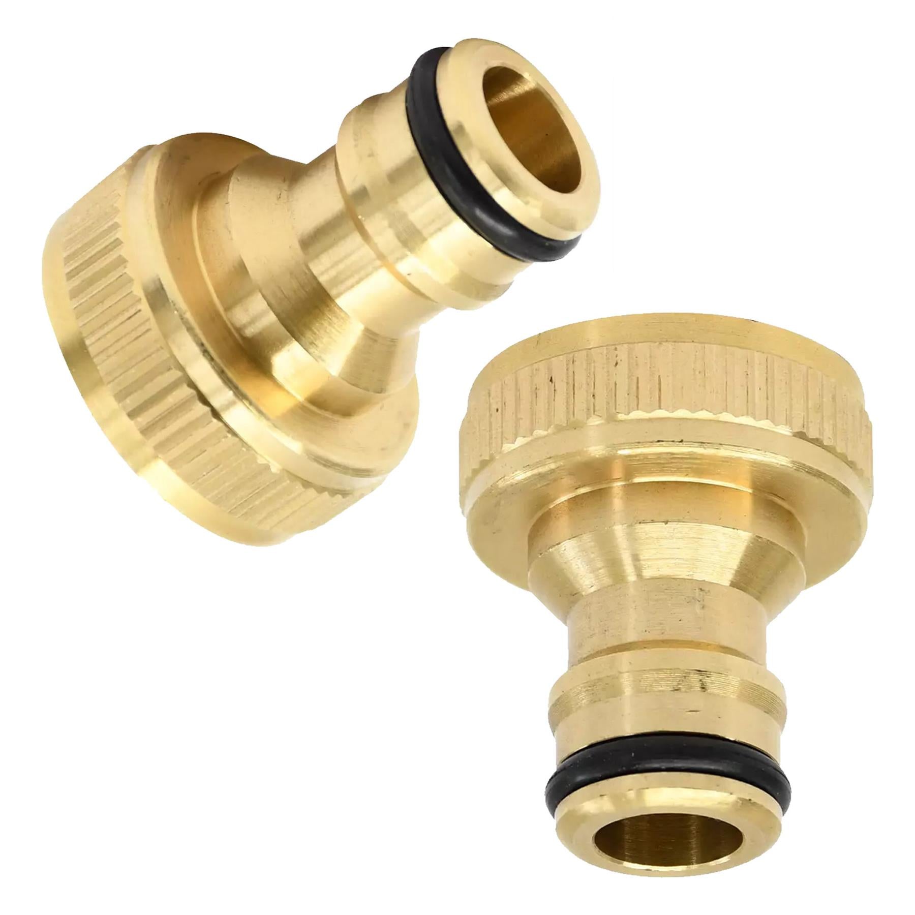 2x Brass Hose Tap Connector 3/4" Threaded Garden Water Pipe Adaptor Fitting By Dapetz