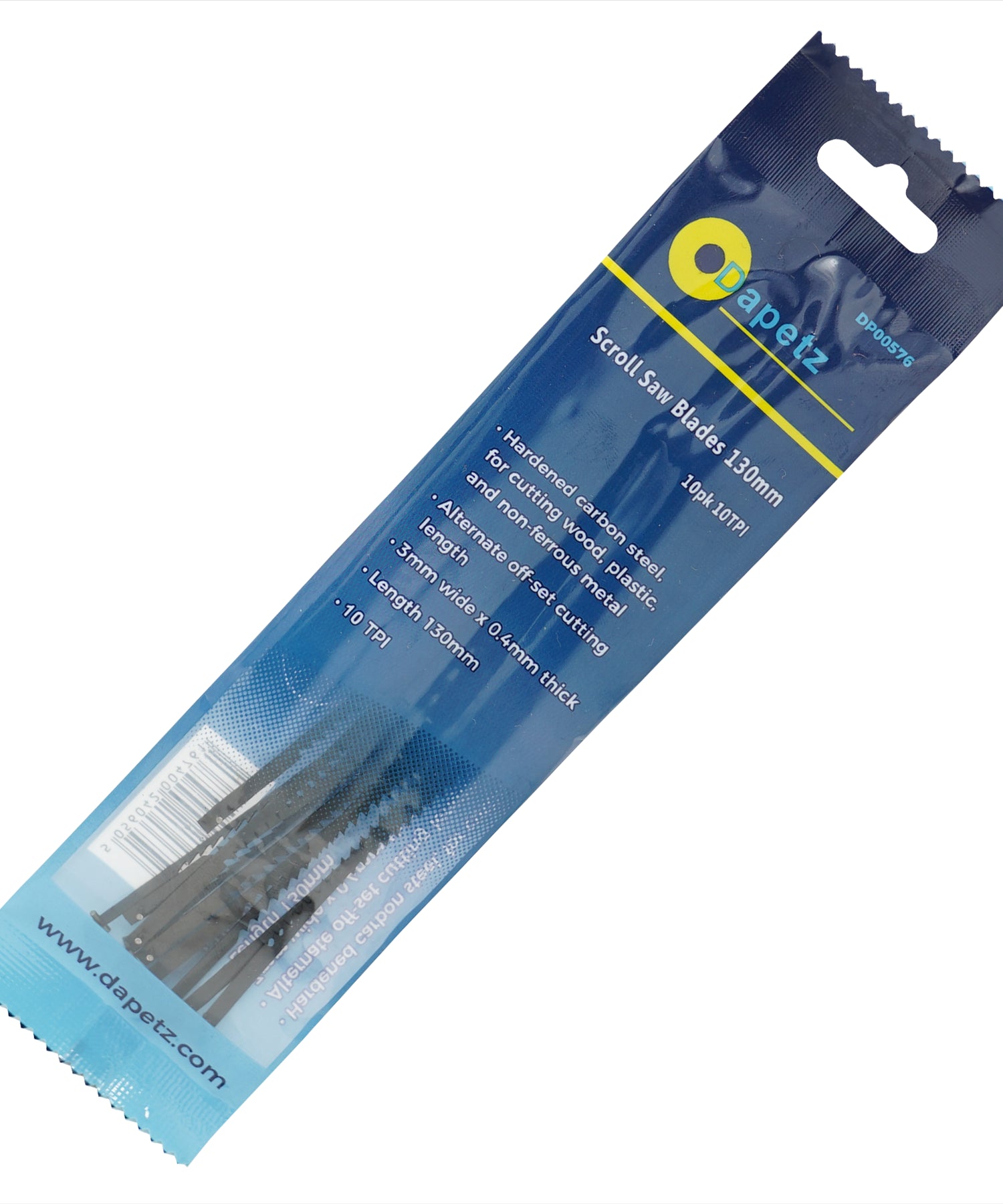 (Pack of 10) Scroll Saw Cutting Blades 10 TPI 130mm Long Pin by Dapetz