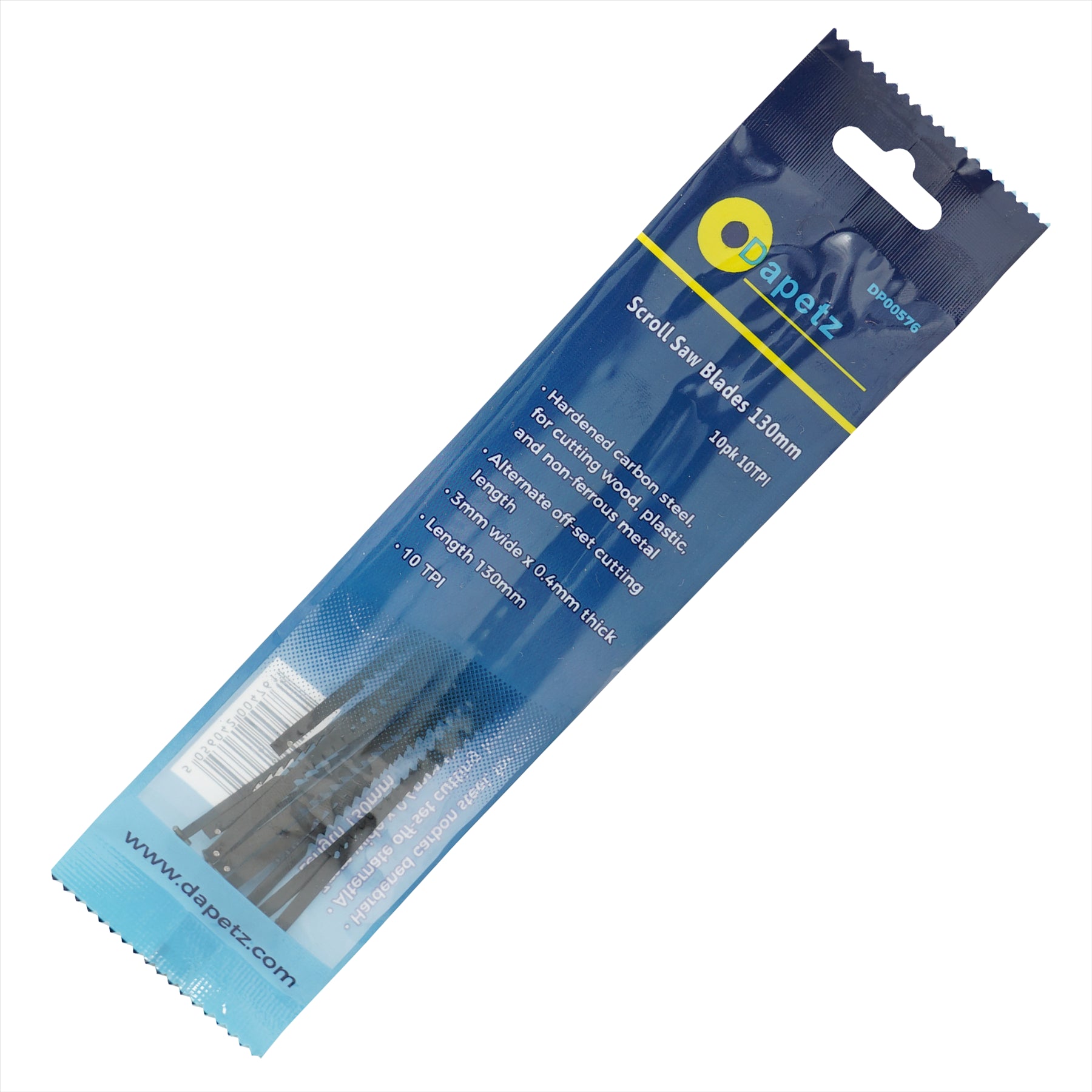 (Pack of 10) Scroll Saw Cutting Blades 10 TPI 130mm Long Pin by Dapetz
