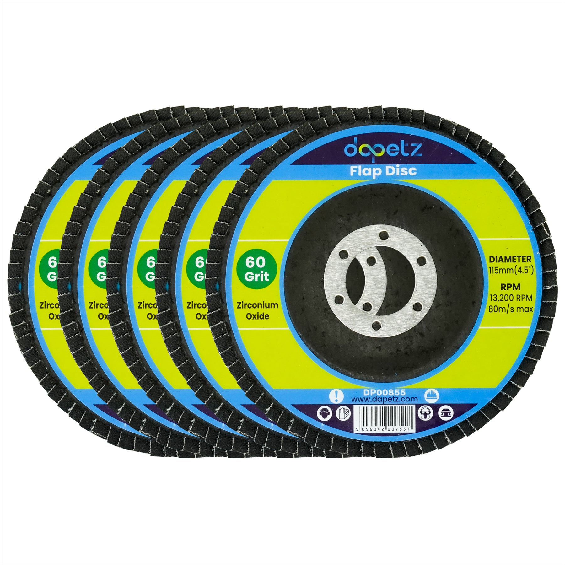 Flap Discs 115mm Sanding 10Pcs 60 120 Grit Grinding Disc 4.5" Zirconium Oxide by Dapetz