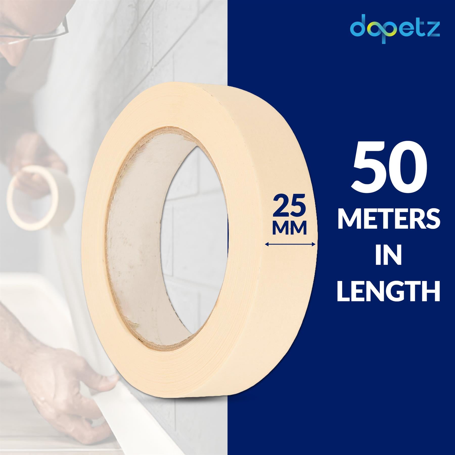 3PCS Masking Tape 25mm x 50m Professional Painting Automotive Auto Car White By Dapetz