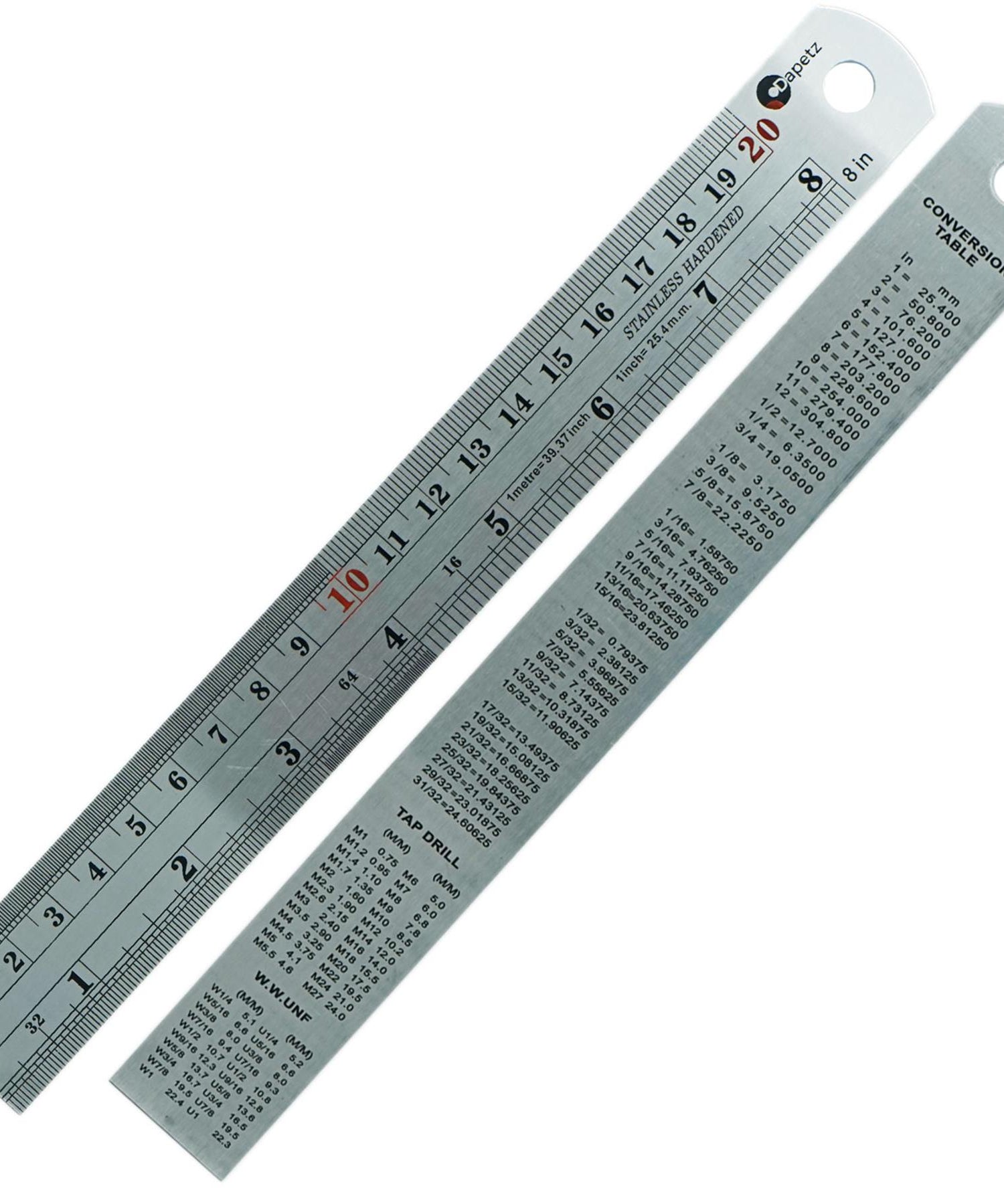8" 20cm 200mm Stainless Steel Ruler Metal Rule Metric Imperial