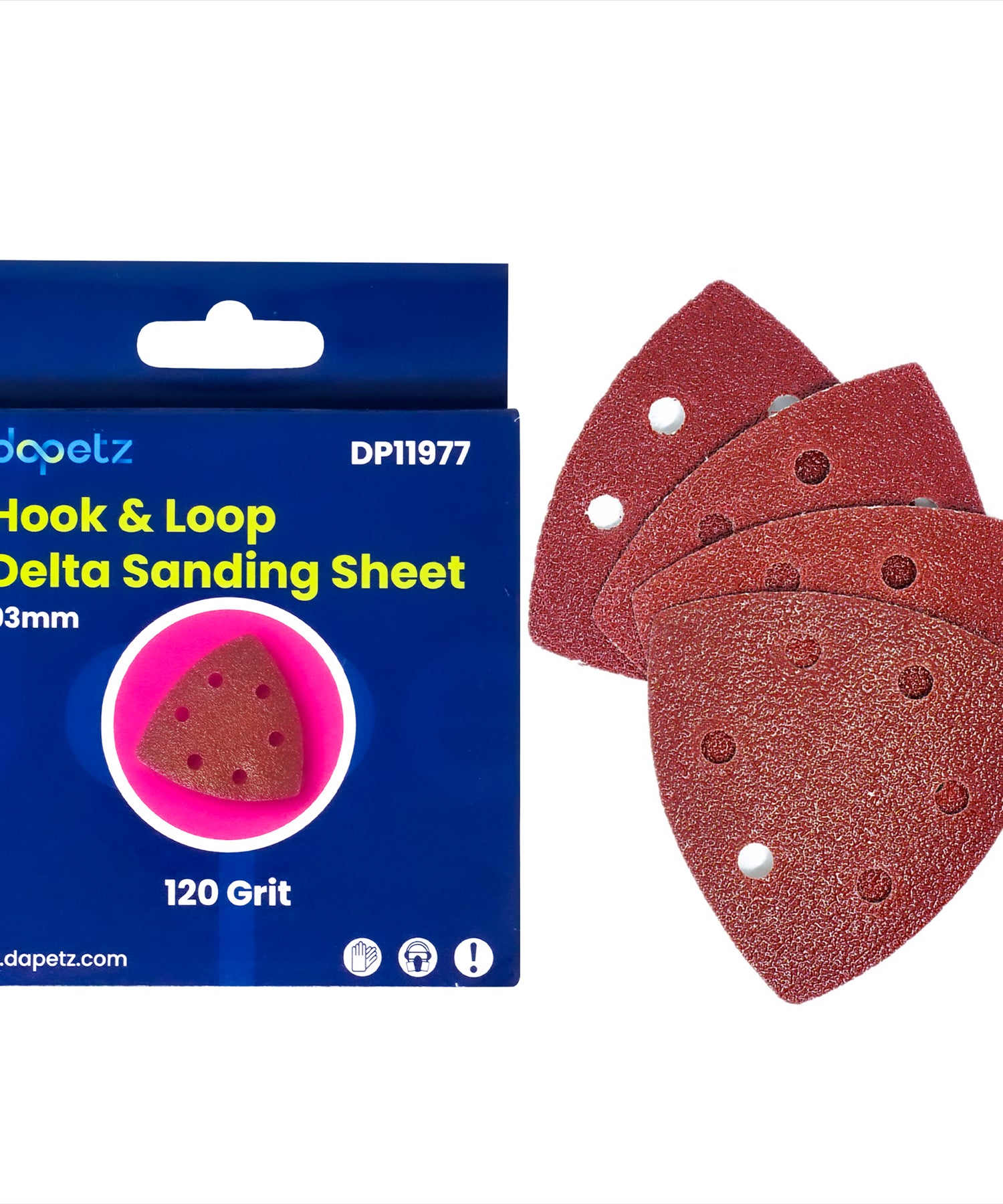 Dapetz Mouse Sanding Sheet 120 Grit Sandpaper Detail Palm Sander Pad 93mm (Pack of 5)