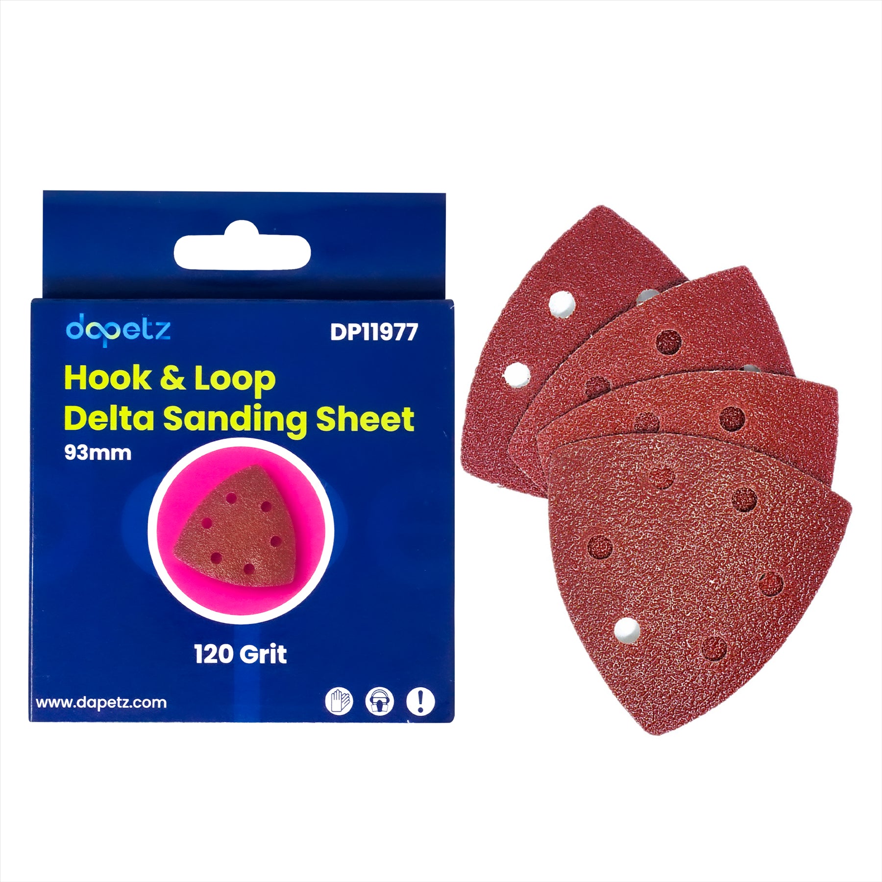 Dapetz Mouse Sanding Sheet 120 Grit Sandpaper Detail Palm Sander Pad 93mm (Pack of 5)