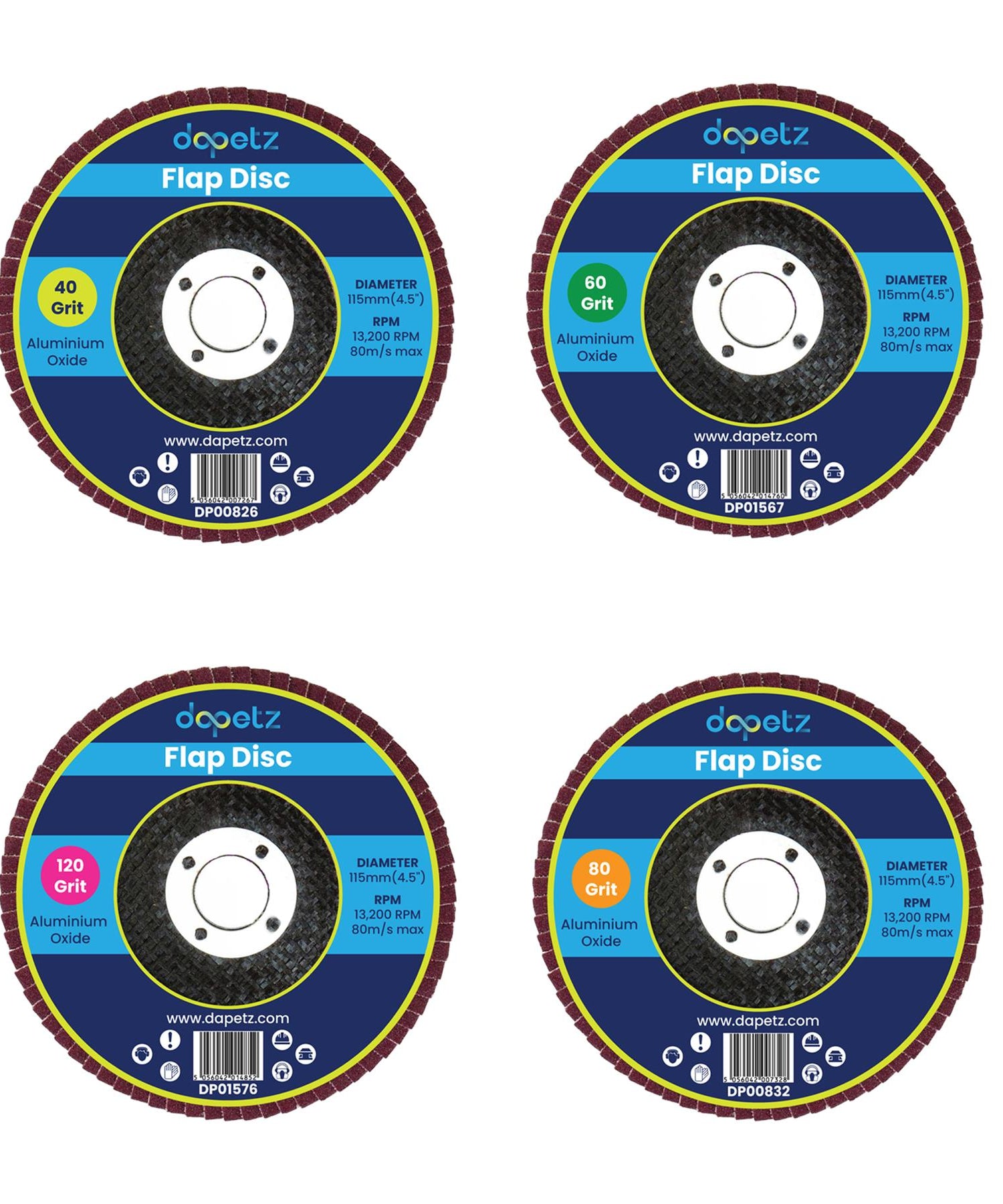 Flap Discs 115mm 40 60 80 120 Grit Grinding Sanding Angle Wheel 4.5" 20x By Dapetz