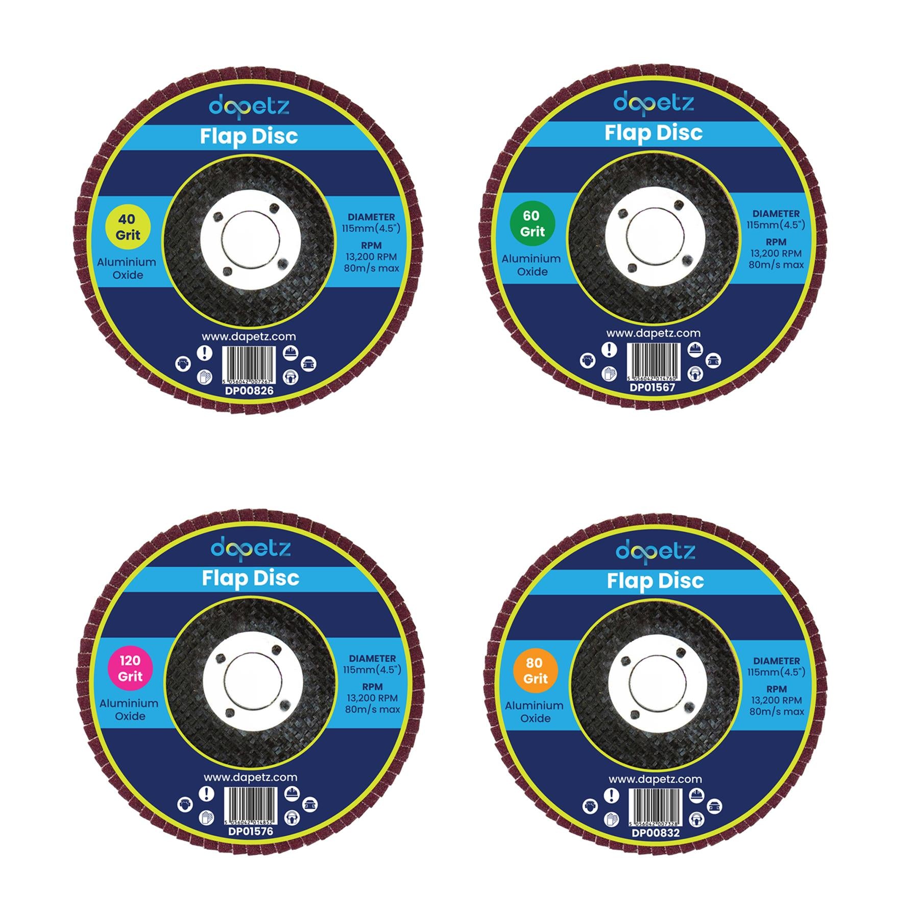 Flap Discs 115mm 40 60 80 120 Grit Grinding Sanding Angle Wheel 4.5" 20x By Dapetz