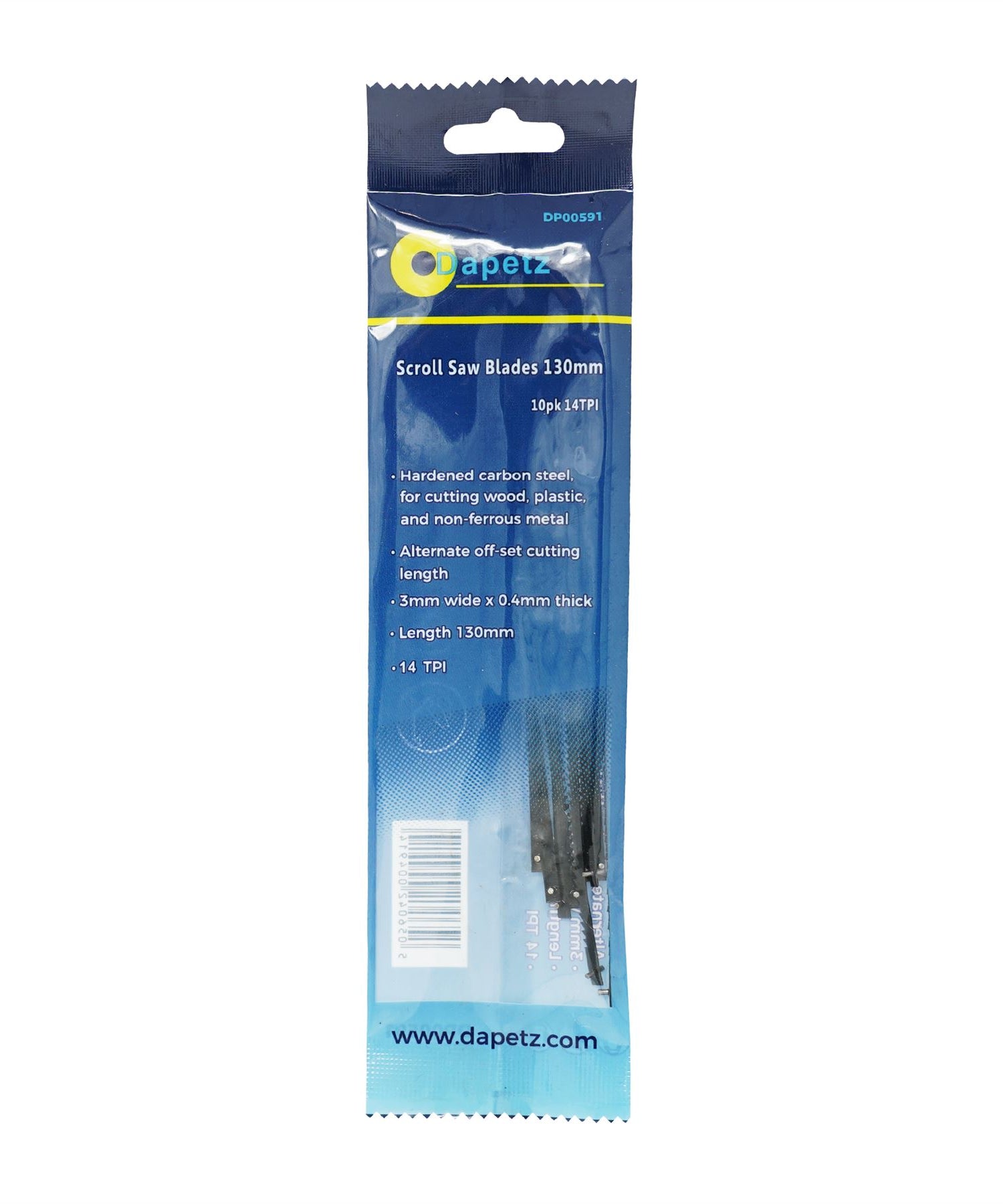 (Pack of 10) Scroll Saw Cutting Blades 14 TPI 130mm Long Pin by Dapetz